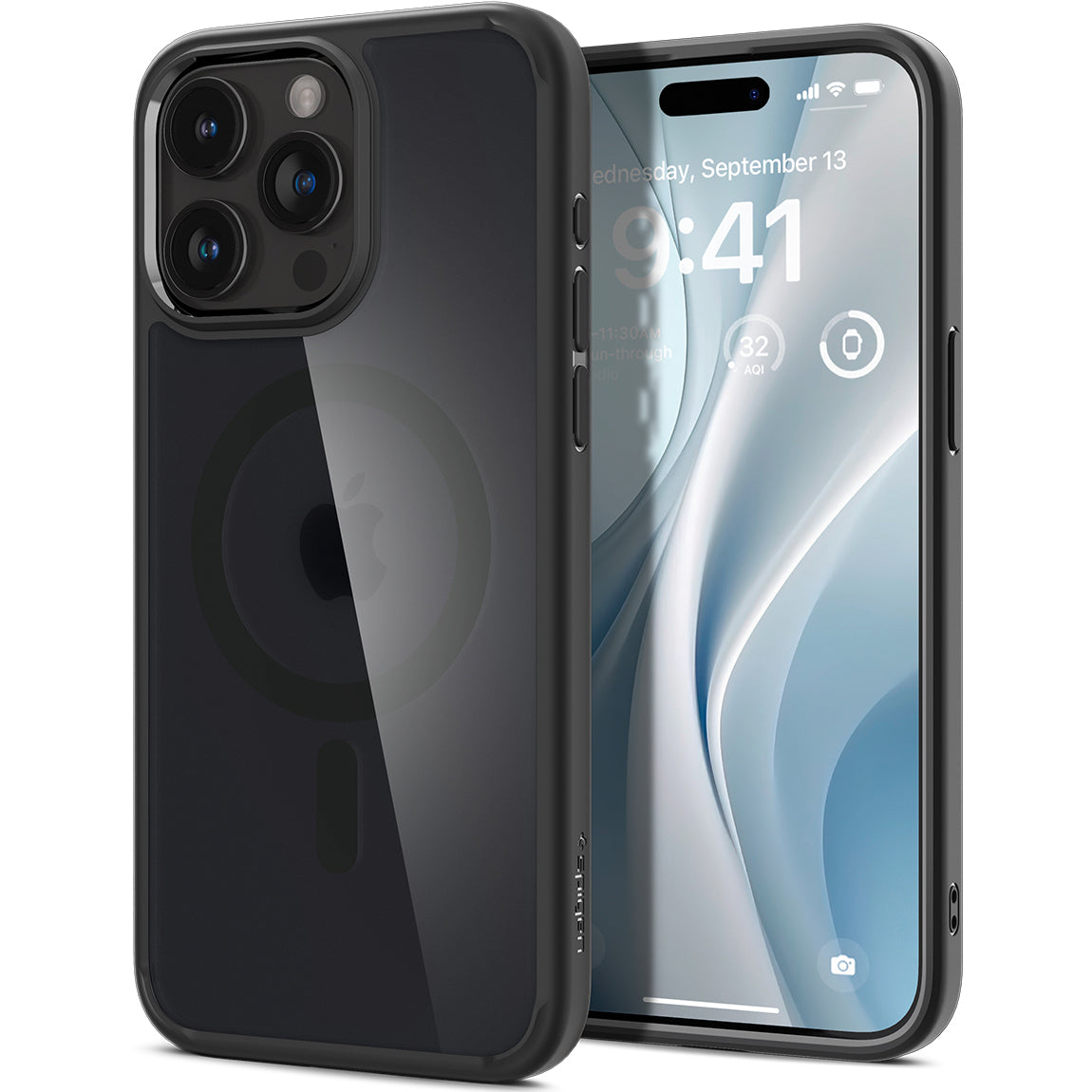 Schutzhülle Spigen Ultra Hybrid Mag mit MagSafe für Apple iPhone 15 Pro Max, Rauchfarben-Schwarz