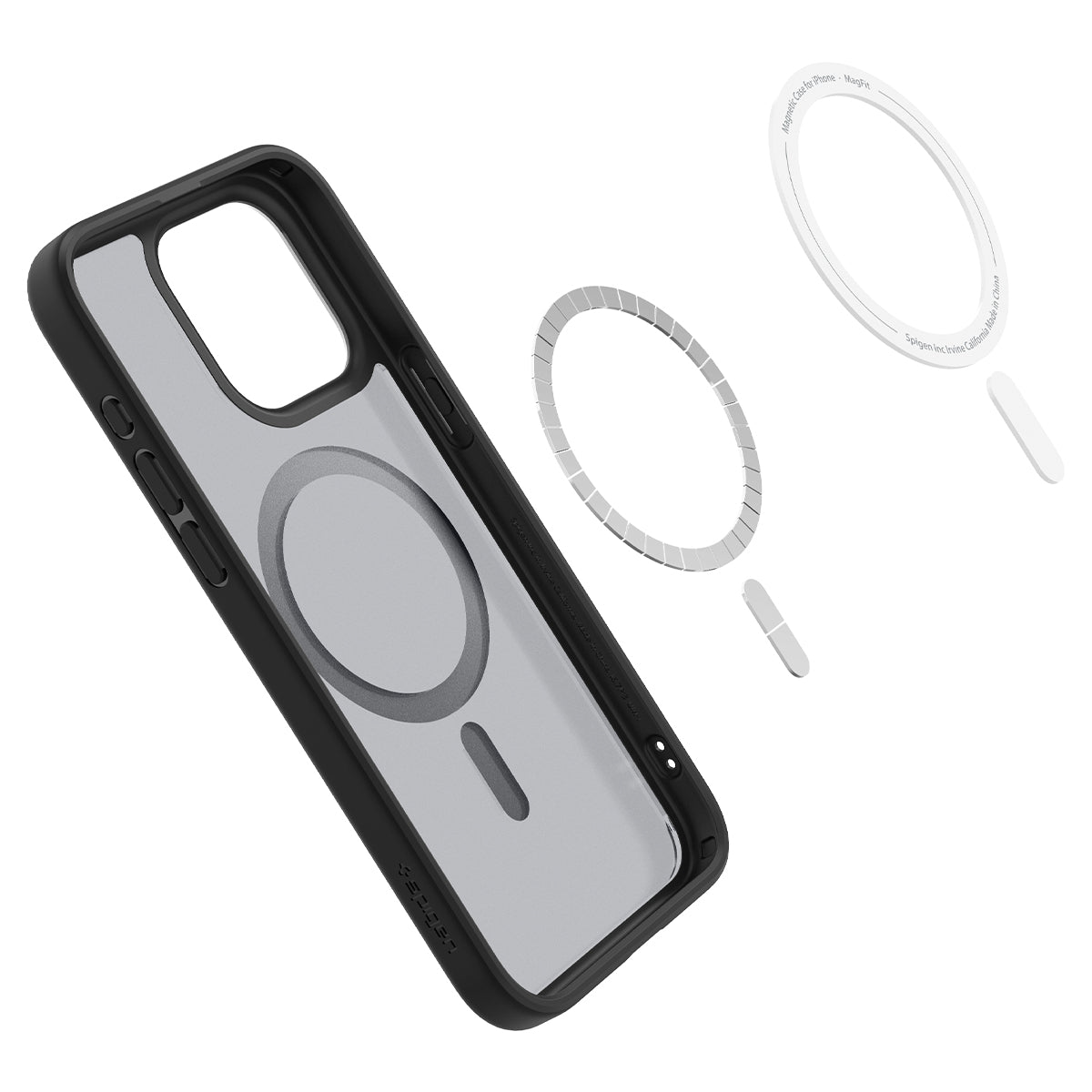 Schutzhülle Spigen Ultra Hybrid Mag mit MagSafe für Apple iPhone 15 Pro Max, Rauchfarben-Schwarz