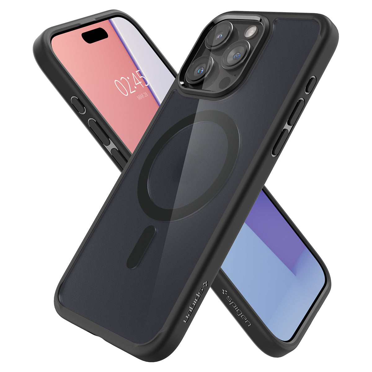 Schutzhülle Spigen Ultra Hybrid Mag mit MagSafe für Apple iPhone 15 Pro Max, Rauchfarben-Schwarz