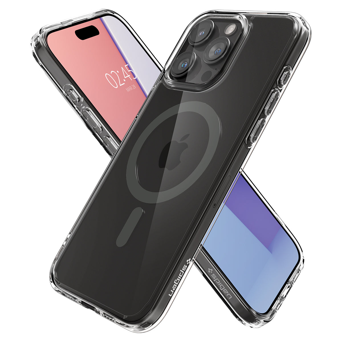 Schutzhülle Spigen Ultra Hybrid Mag mit MagSafe für Apple iPhone 15 Pro Max, Transparent-Grau