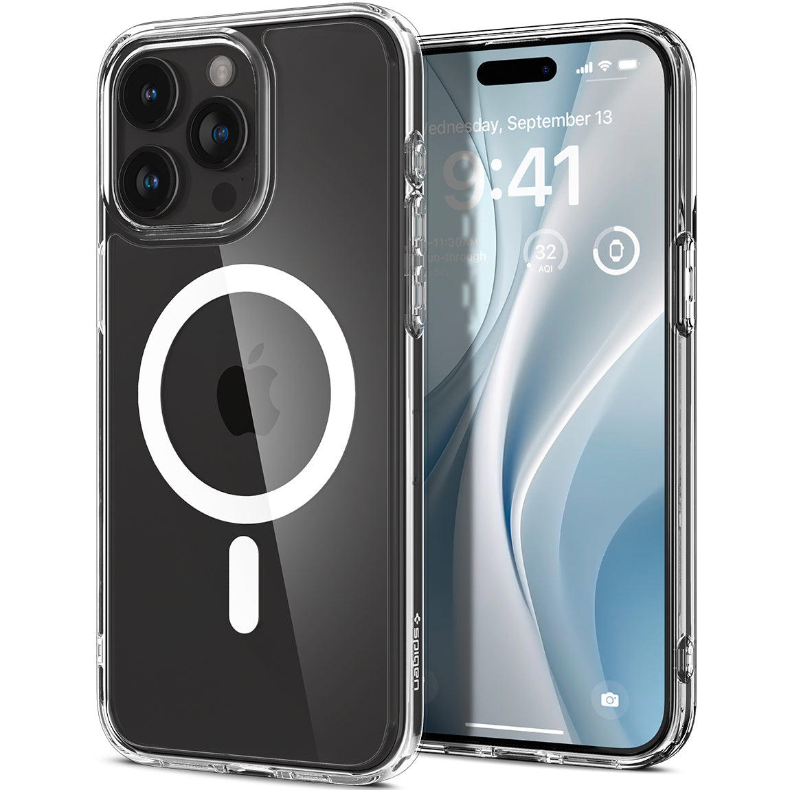 Schutzhülle Spigen Ultra Hybrid Mag mit MagSafe für Apple iPhone 15 Pro Max, Transparent-Weiß