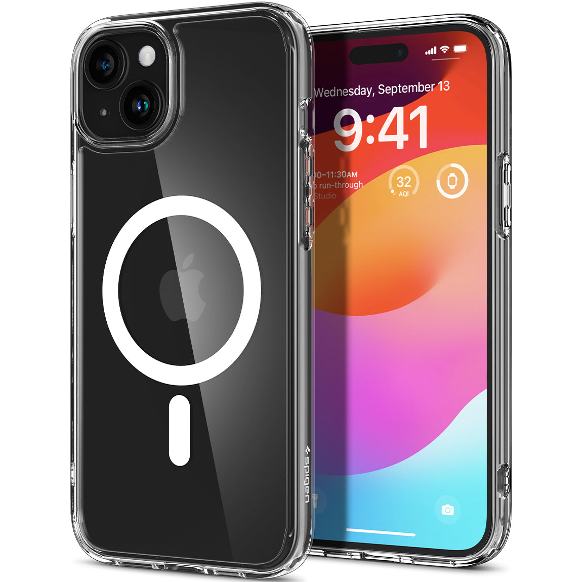 Schutzhülle Spigen Ultra Hybrid Mag mit MagSafe für Apple iPhone 15, Transparent-Weiß