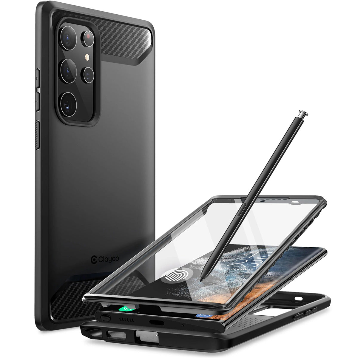 Schutzhülle Supcase Clayco Xenon SP für Galaxy S22 Ultra 5G, Schwarz