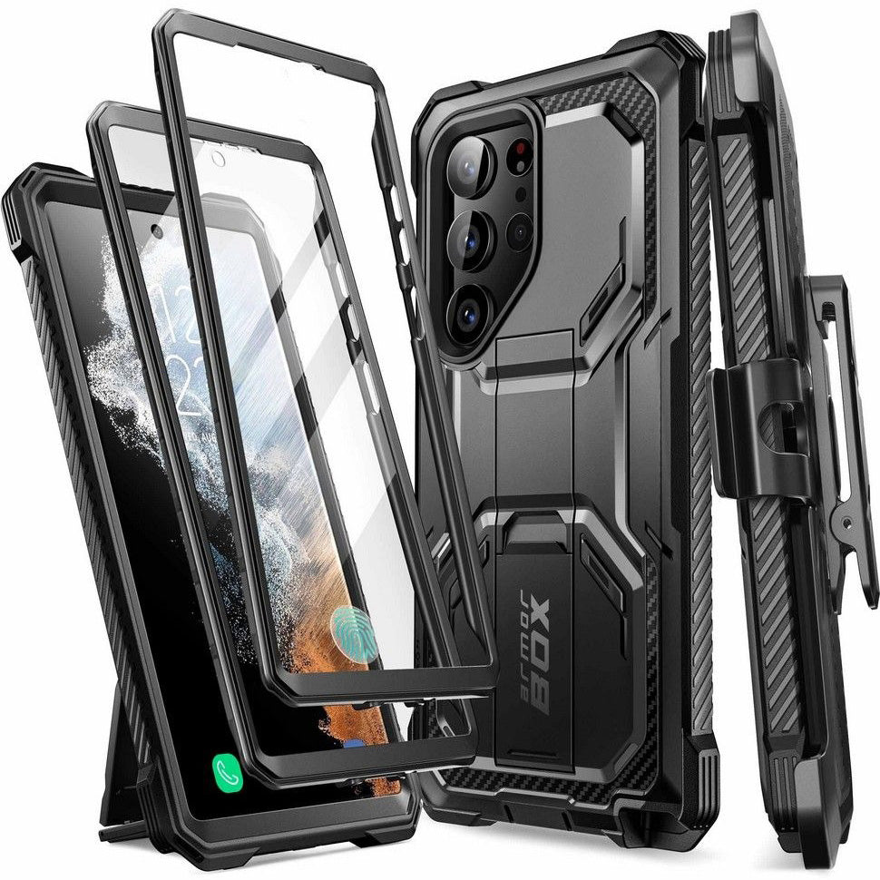 Schutzhülle Supcase i-Blason Armorbox SP+noSP für Galaxy S23 Ultra 5G, Schwarz