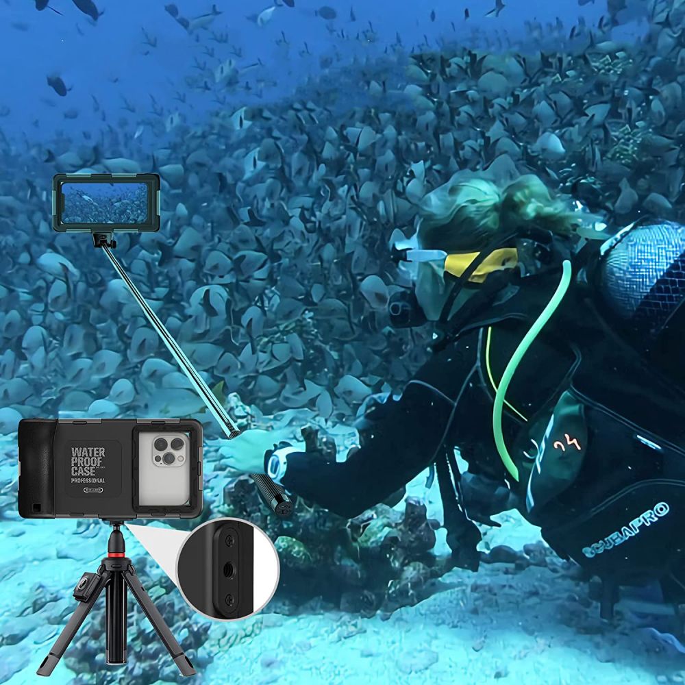 Wasserdichte Schutzhülle Tech Protect Universal Diving case für Smartphone von 4,7" max. 6.7", Schwarz