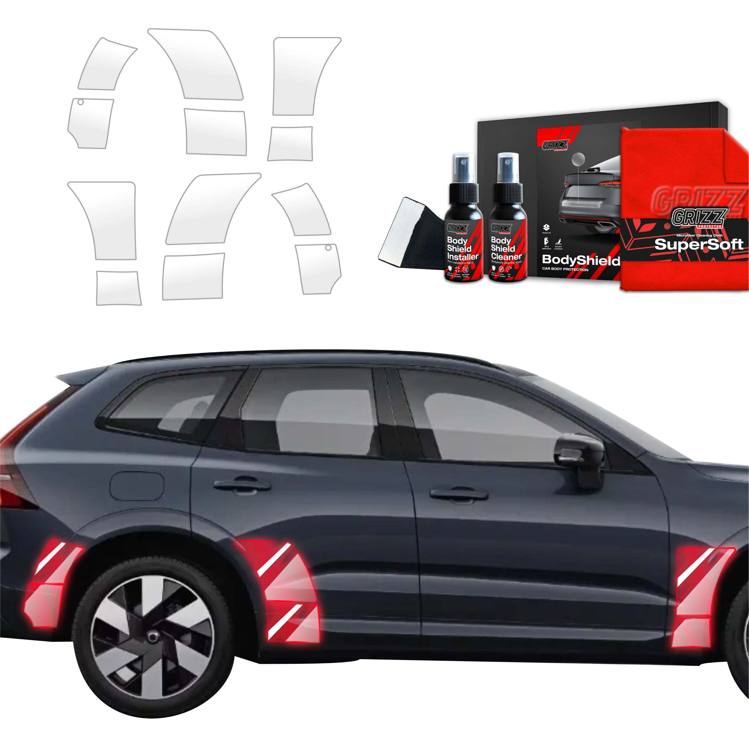 12in1 Schutzfolie Grizz Protector für hinteren & vorderen Seitenschweller - Volvo XC60 2 (2022-2026)