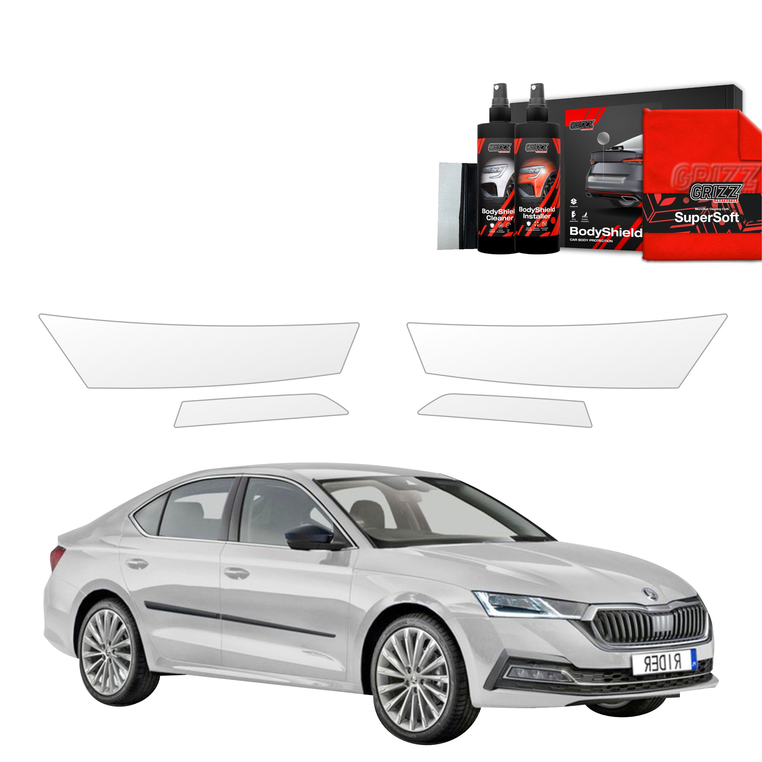 4in1 Schutzfolie Grizz Protector für Scheinwerfer - Skoda Octavia 4 Hatchback (2019-2024)