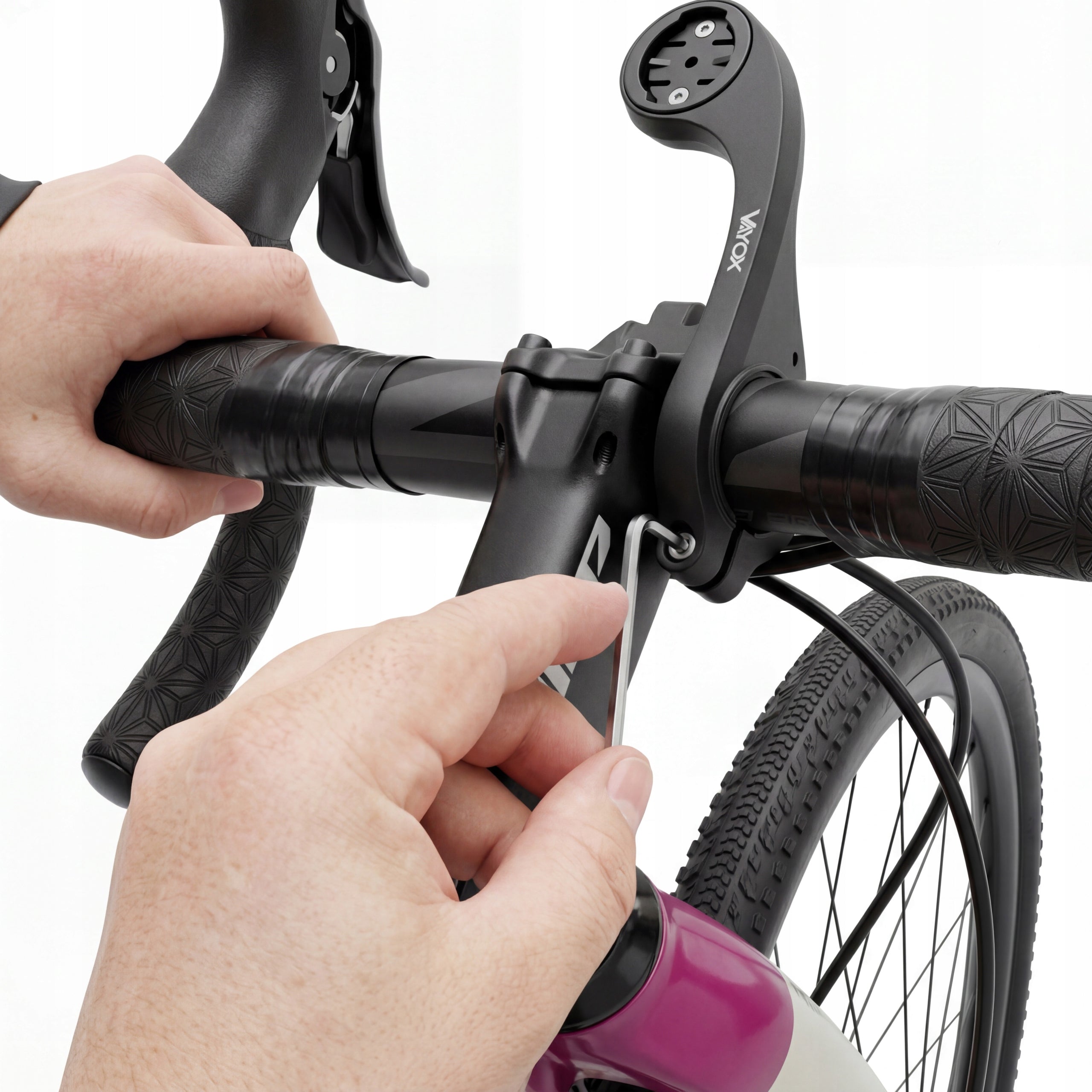 Fahrradhalterung für Lampe und Fahrradcomputer / Navigation, Vayox VABH2, Schwarz