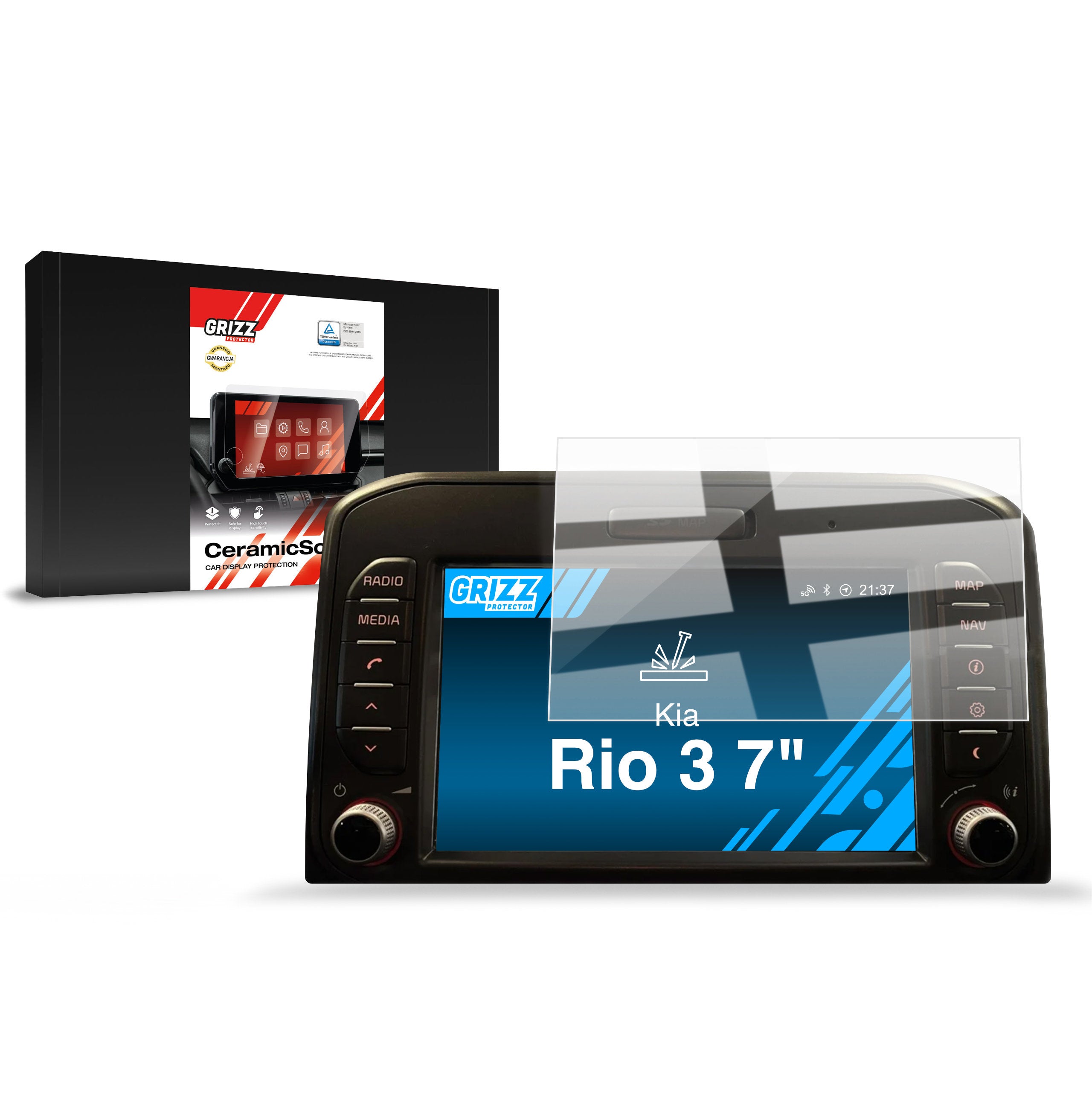 Keramische Autodisplayfolie für Kia Rio 3 7" (2011-2017), Grizz Protector