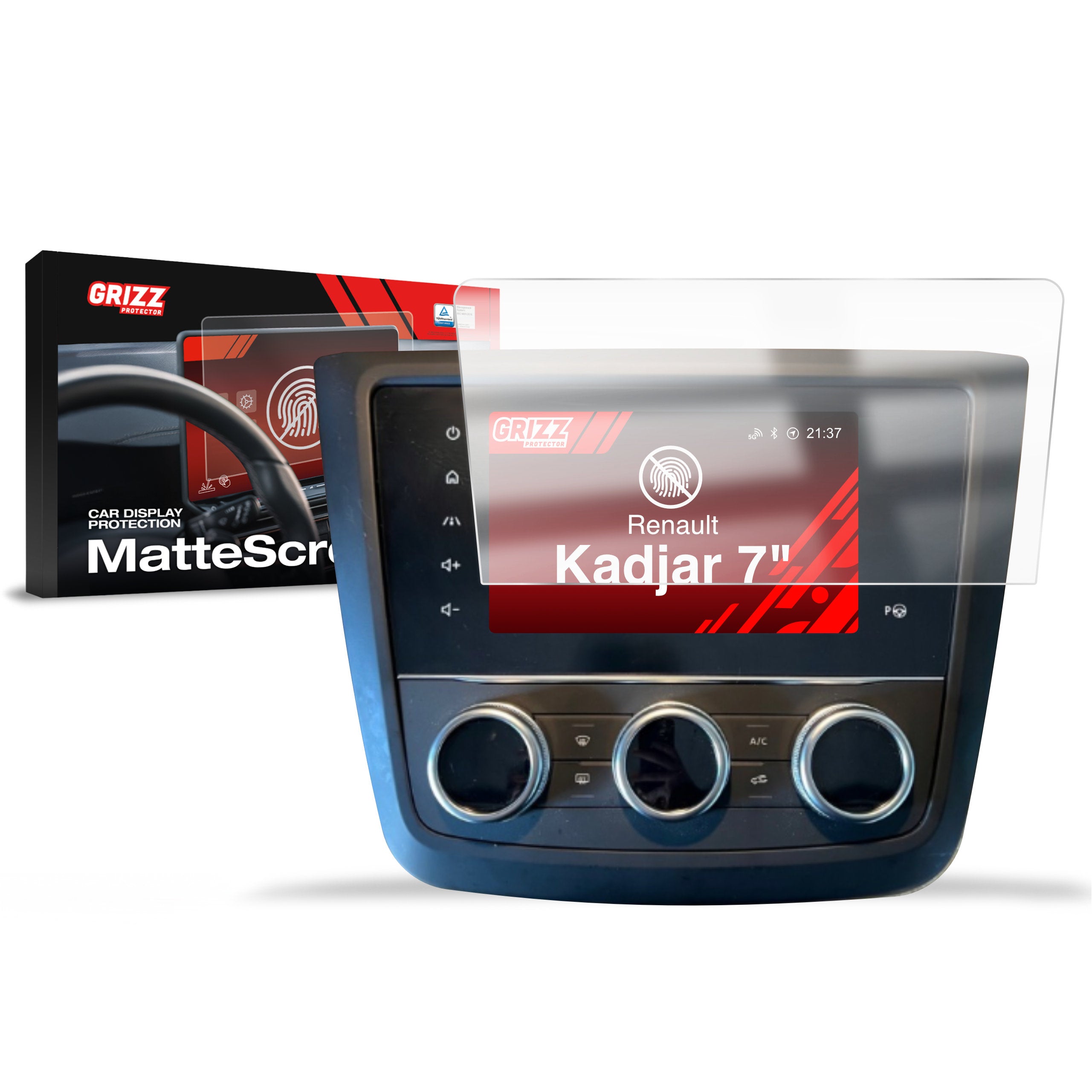 Matte Autodisplayfolie für Renault Kadjar 7" (2019-2022), Grizz Protector