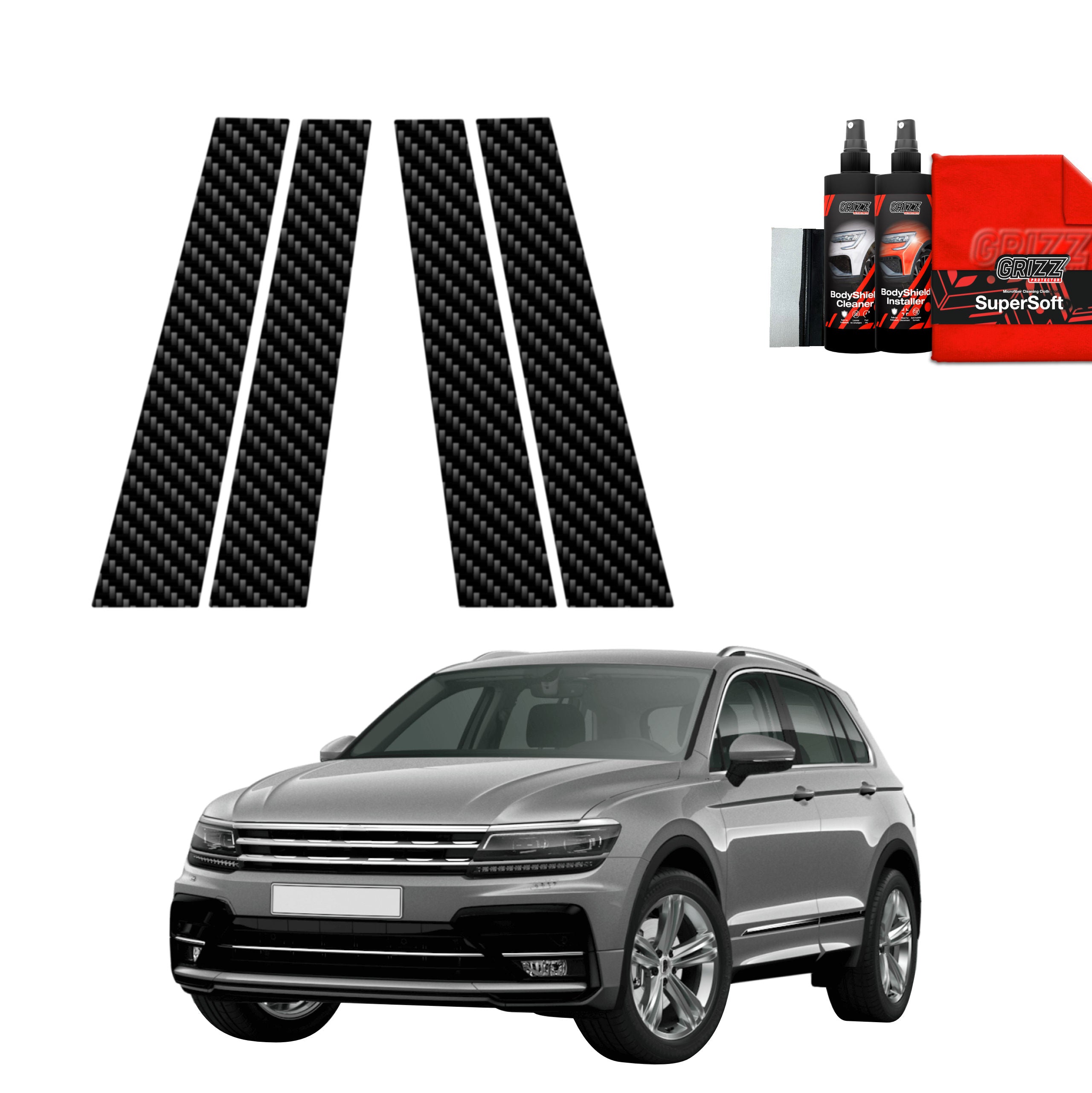 4in1 Kohlenstoff Schutzfolie Grizz Protector für B-Säule - Volkswagen Tiguan 2 (2016-2020)