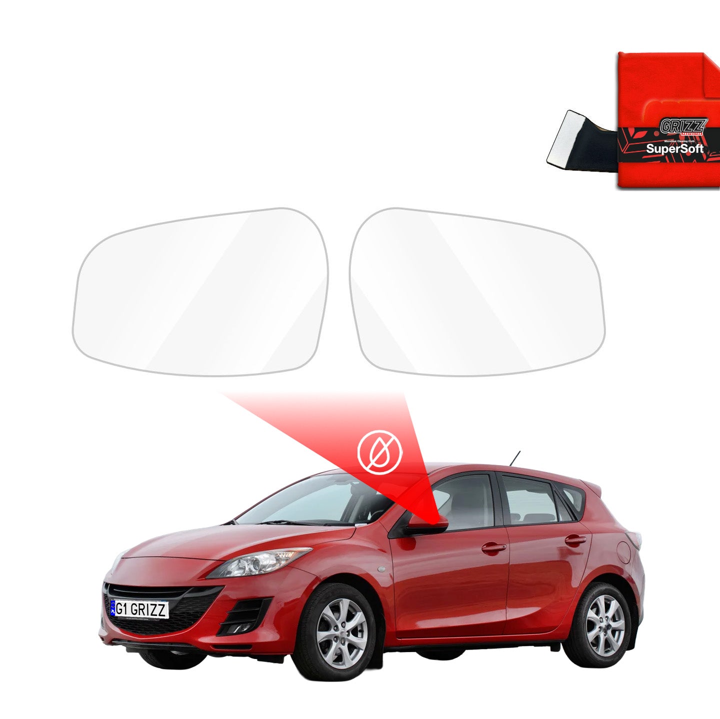 Regenschutzfolie Grizz Protector für Außenspiegel - Mazda 3 (2008-2013)