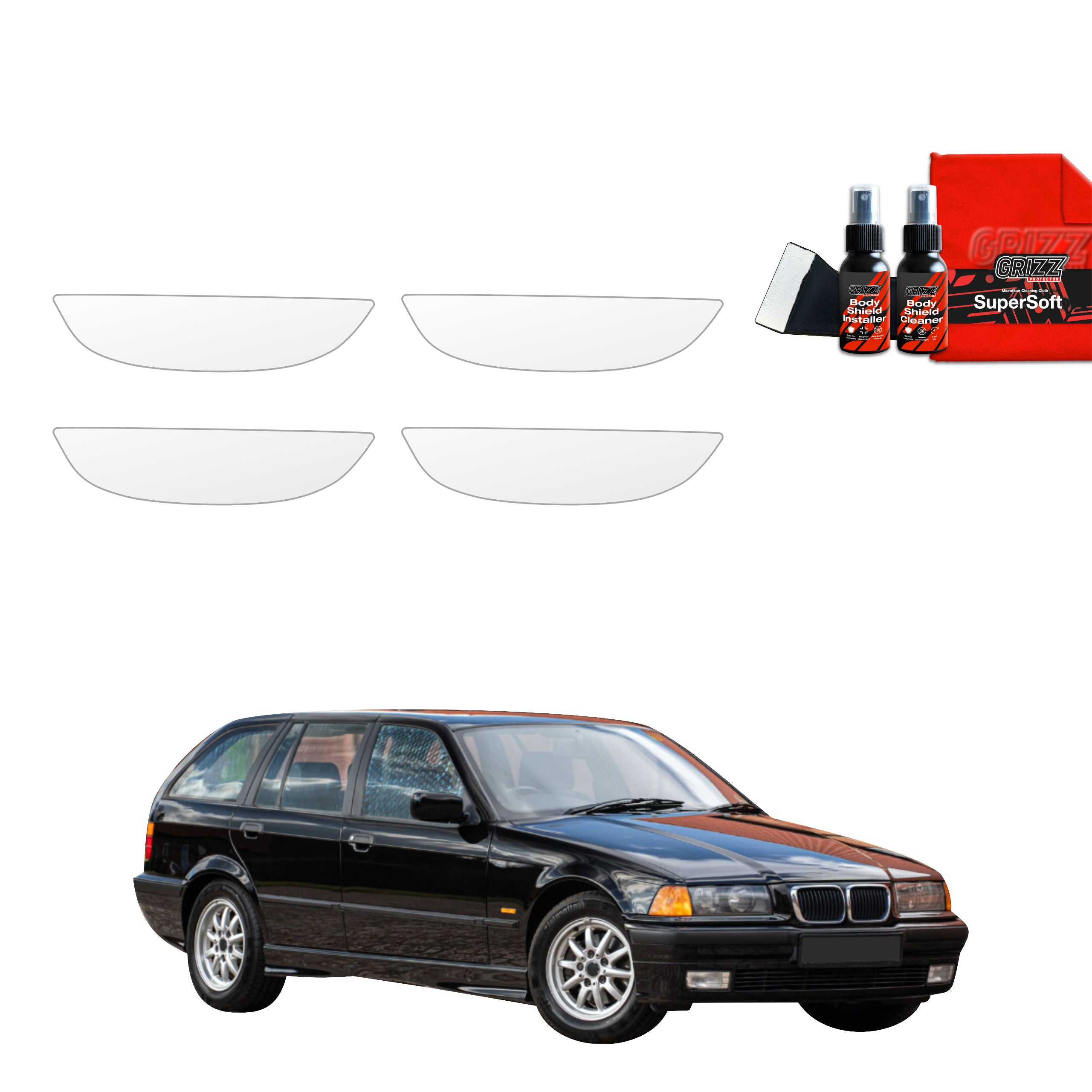 4in1 Schutzfolie Grizz Protector für Türgriffmulden - BMW 3 E36 Kombi (1990-1999)
