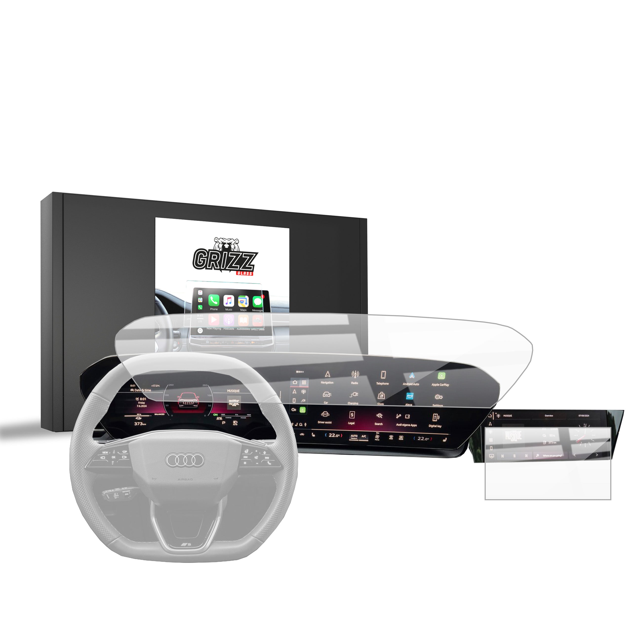 Keramische Autodisplayfolie 2in1 für Audi SQ6 e-tron (2024-2026), Grizz Protector