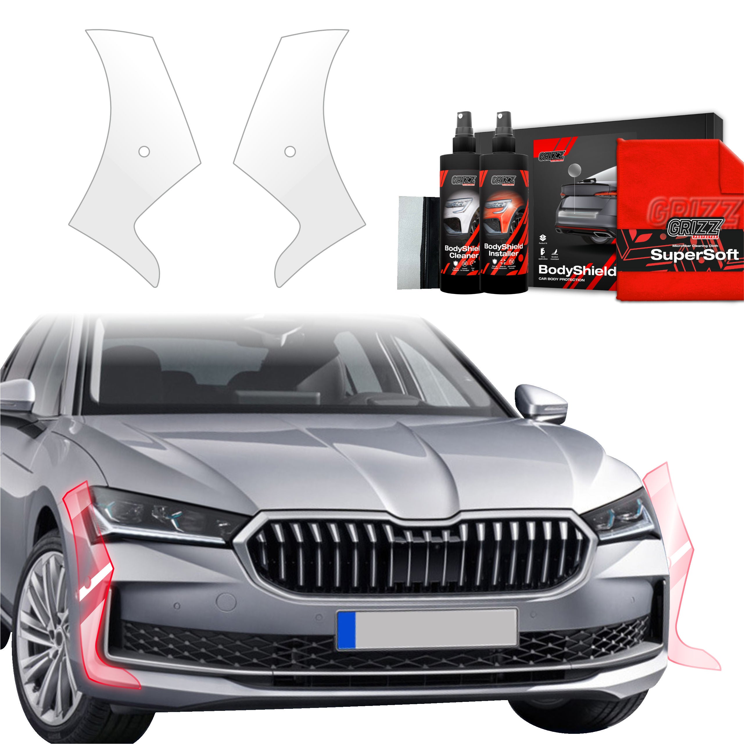 2in1 Schutzfolie Grizz Protector für Stoßstange - Skoda Superb 4 Liftback (2024-2026)