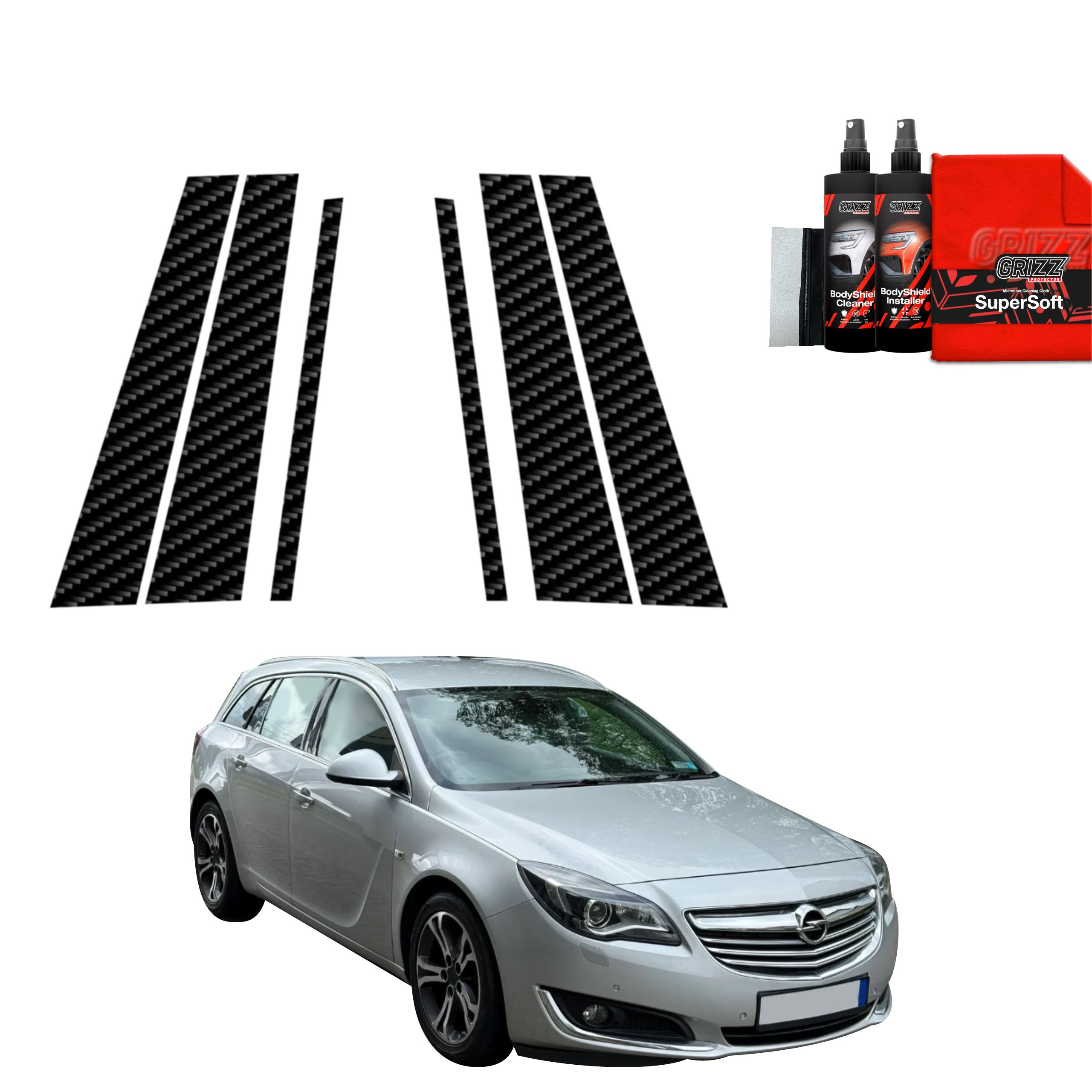 6in1 Kohlenstoff Schutzfolie Grizz Protector für B-C-Säule - Opel Insignia Kombi Facelifting (2013-2017)