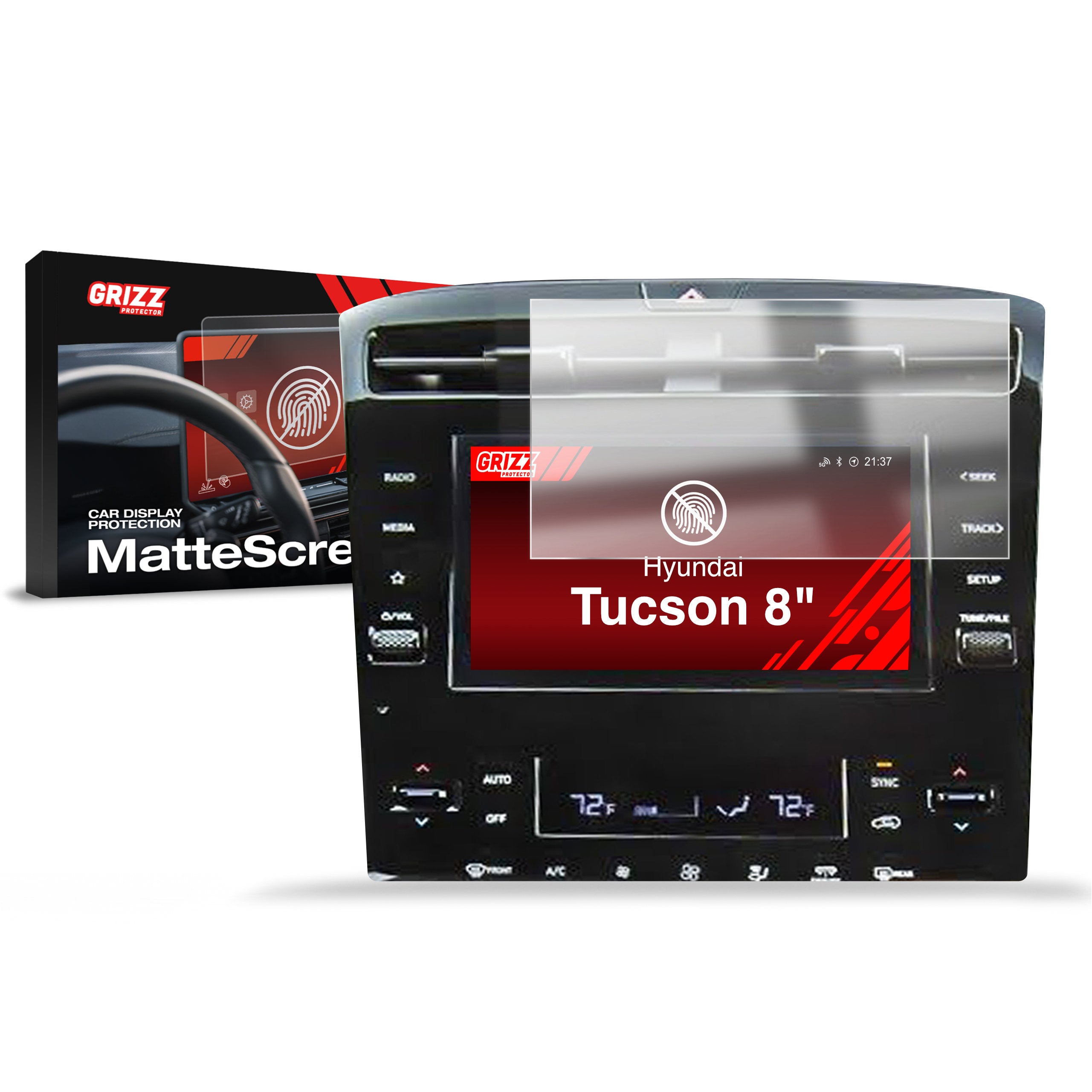 Matte Autodisplayfolie für Hyundai Tucson 8" (2020-2024), Grizz Protector