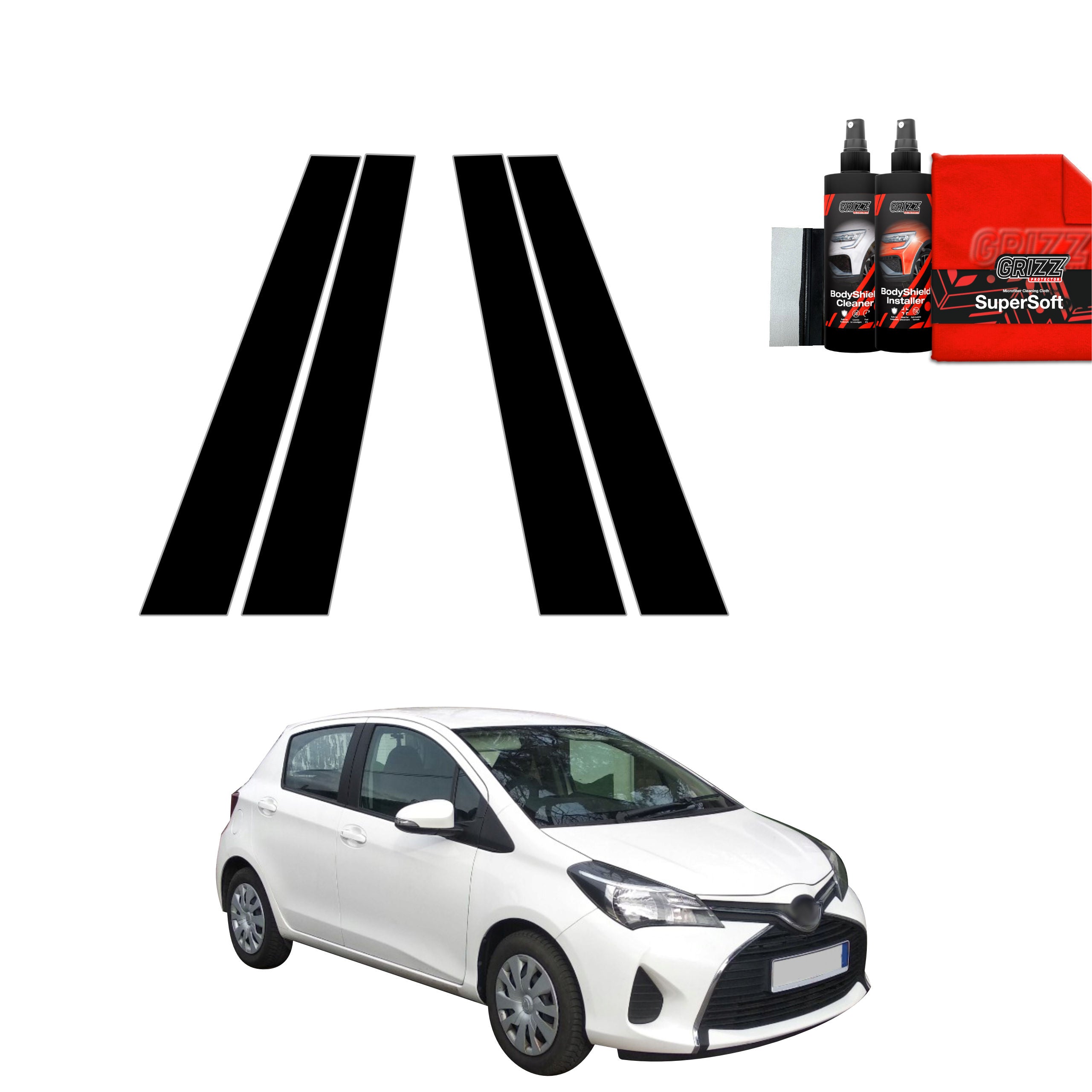 4in1 Schwarze Grizz Protector schutzfolie für B-Säule - Toyota Yaris (2011-2016)