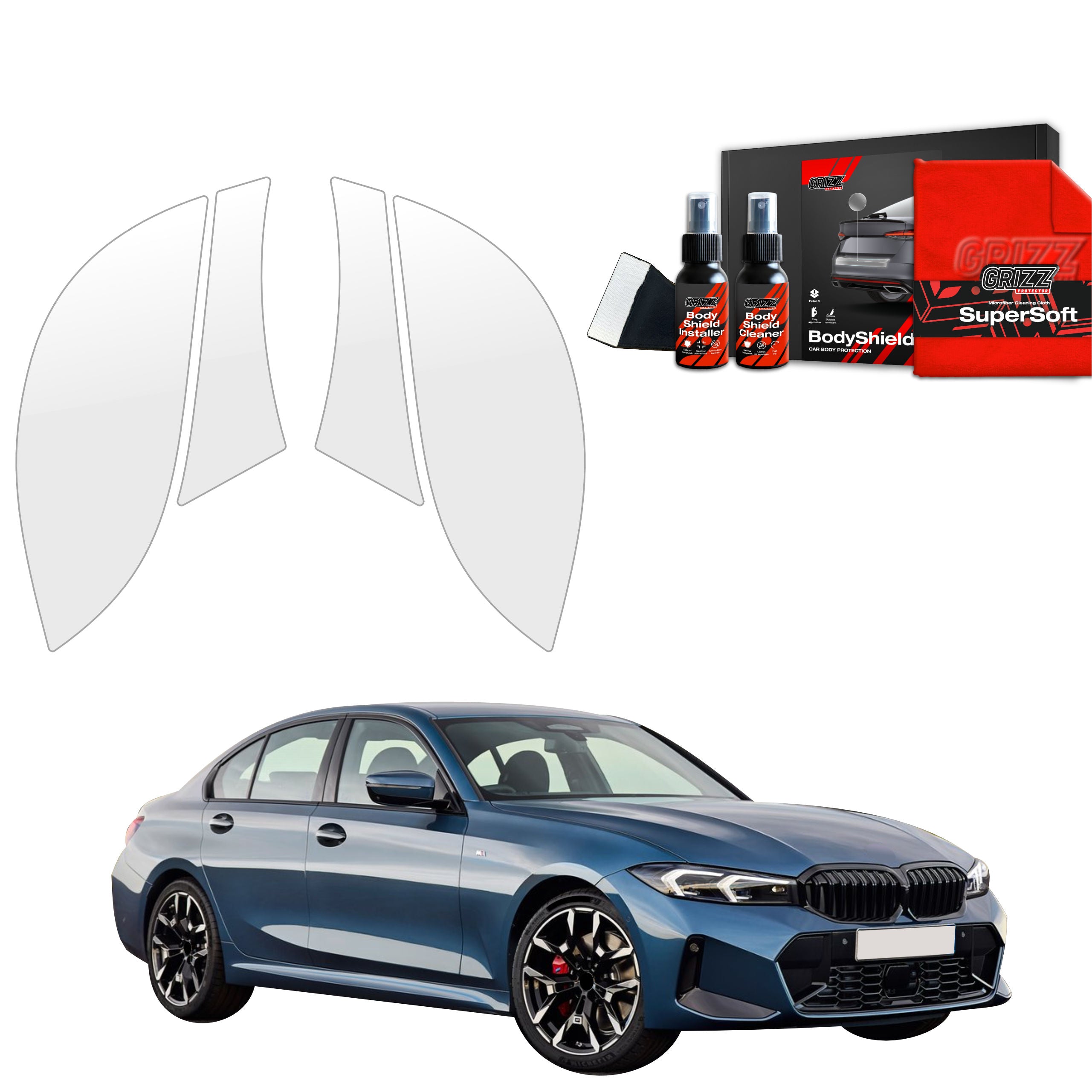 4in1 Schutzfolie Grizz Protector für hinteren & vorderen Seitenschwelle - BMW 3 Sedan (2025-2026)