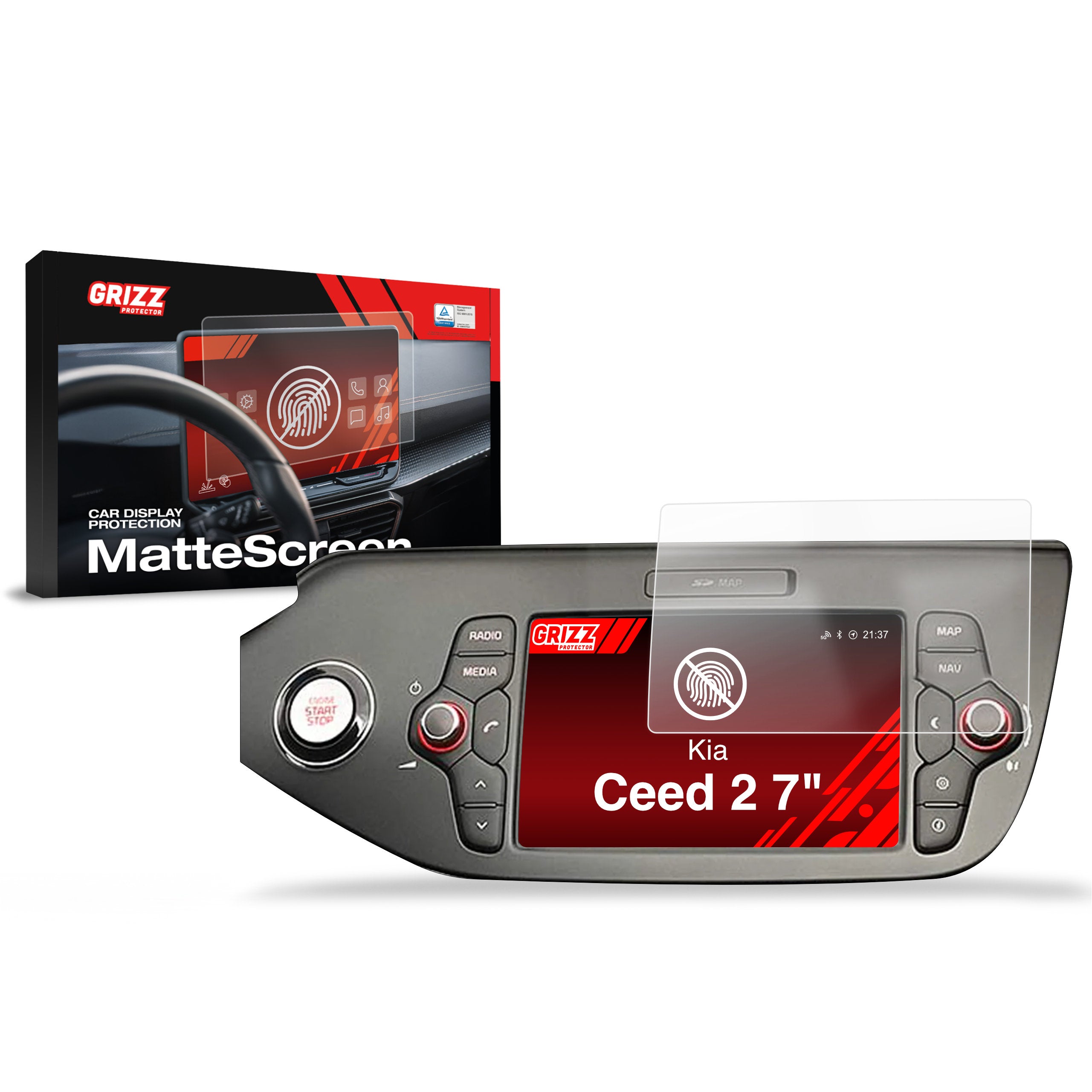 Matte Autodisplayfolie für Kia Ceed 2 (2015-2018), Grizz Protector