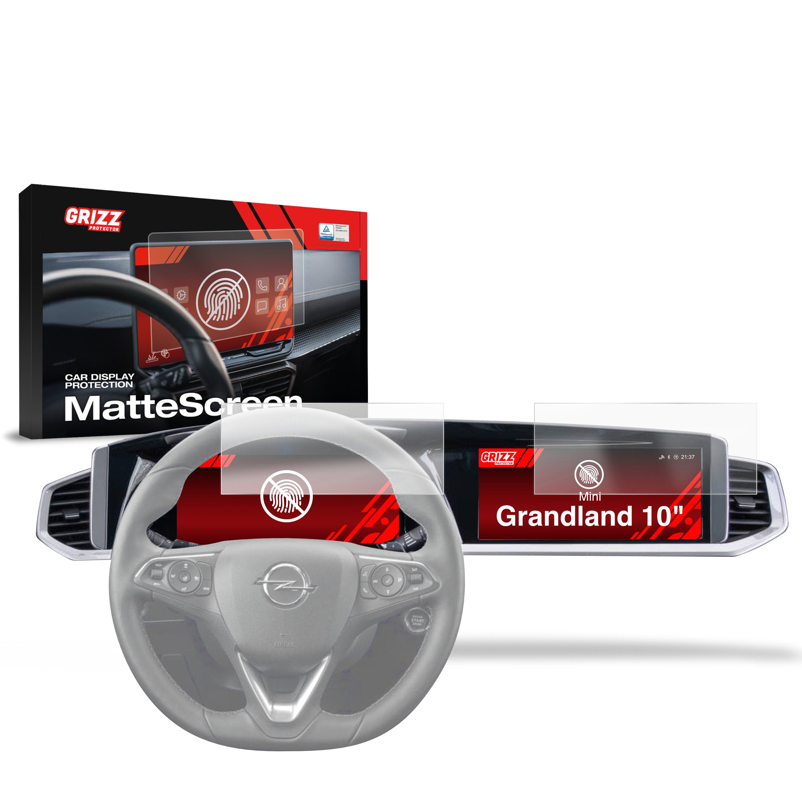 Matte Autodisplayfolie 2in1 für Opel Grandland 10" (2021-2024), Grizz Protector