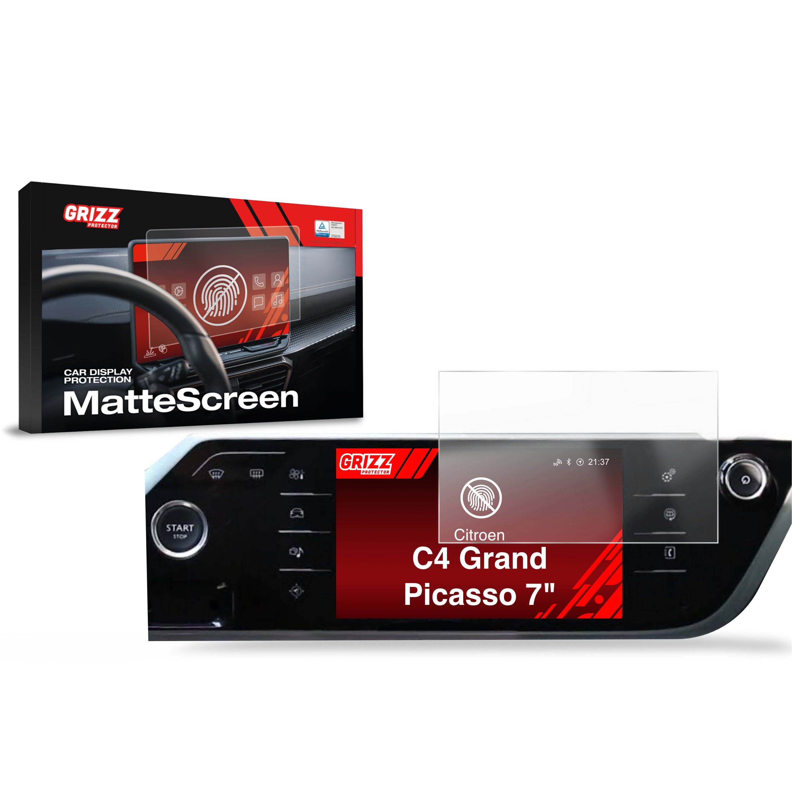 Matte Autodisplayfolie für Citroen C4 Grand Picasso (2014-2018), Grizz Protector