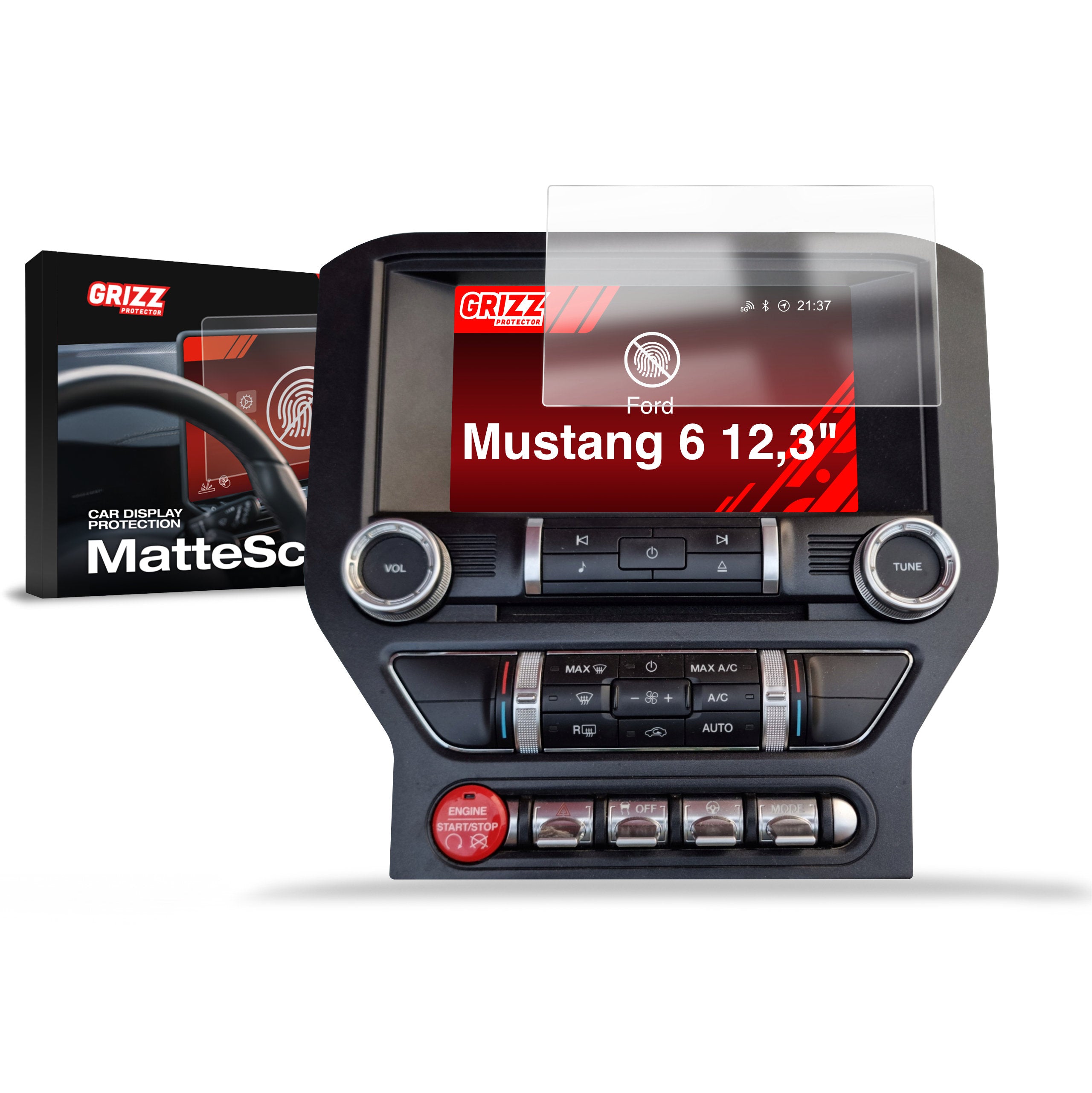 Matte Autodisplayfolie für Ford Mustang 6 (2014-2023), Grizz Protector