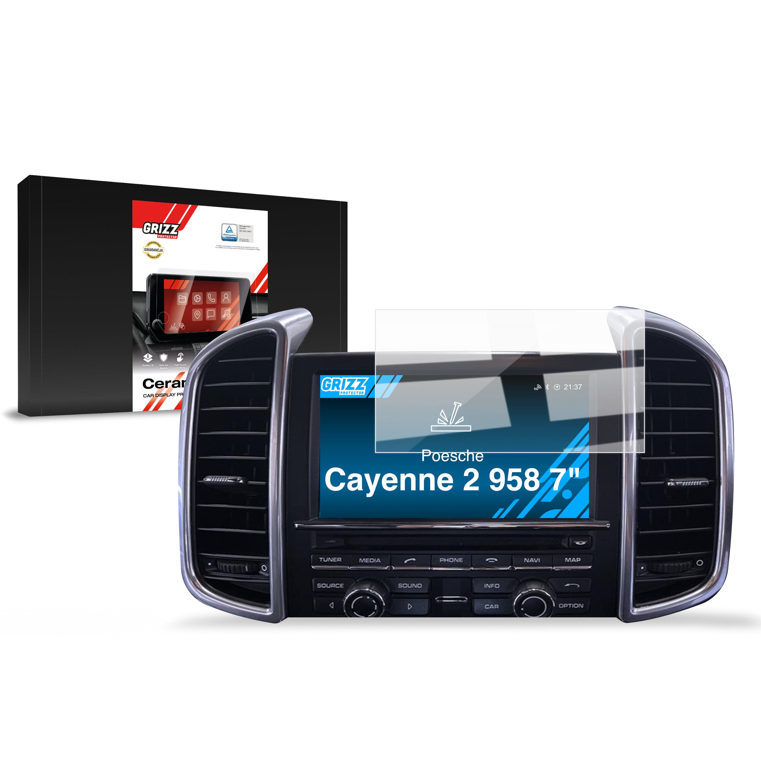 Keramische Autodisplayfolie für Porsche Cayenne 2 958 (2010-2017), Grizz Protector