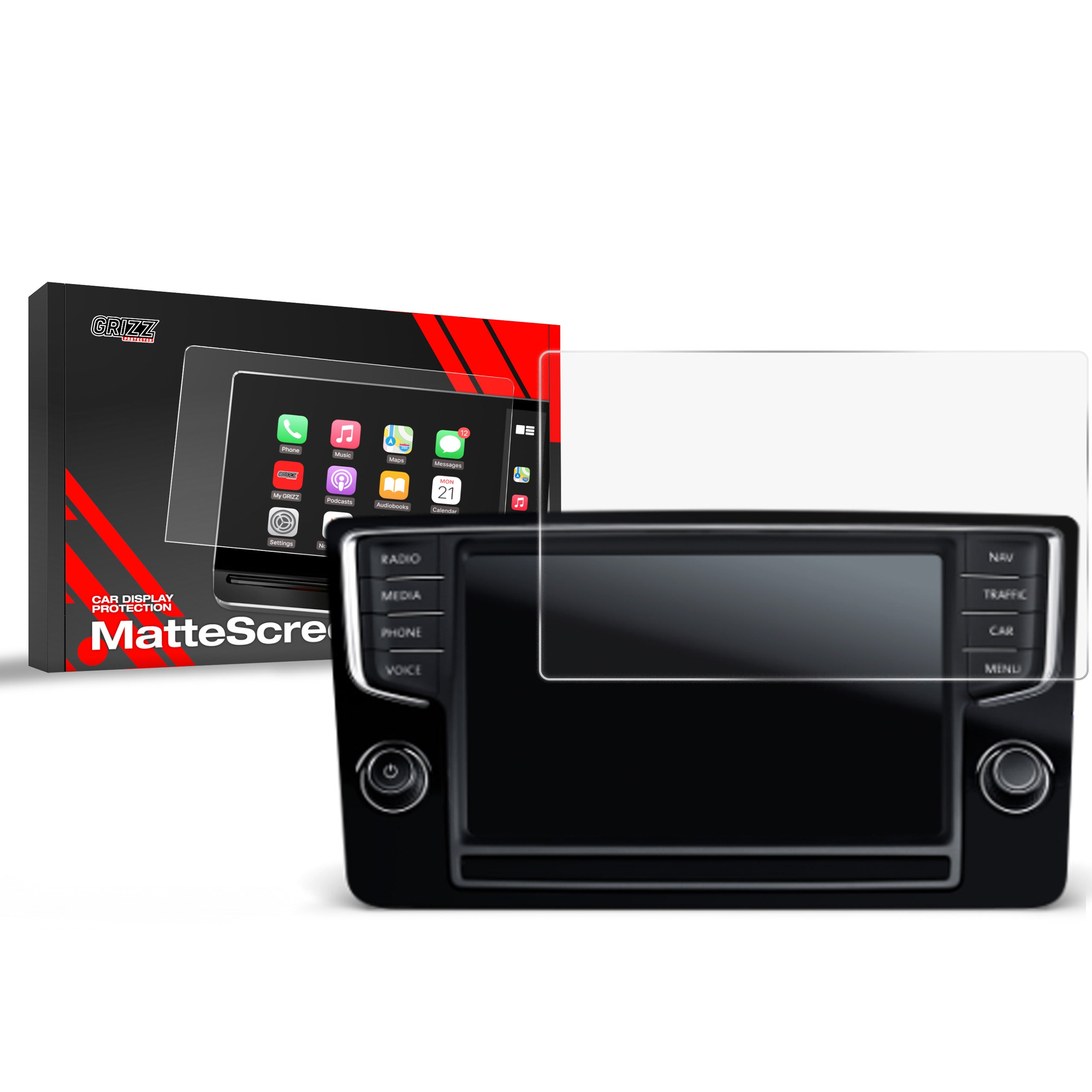 Matte Autodisplayfolie für Volkswagen Golf 6 Discover Pro (2015-2017), Grizz Protector