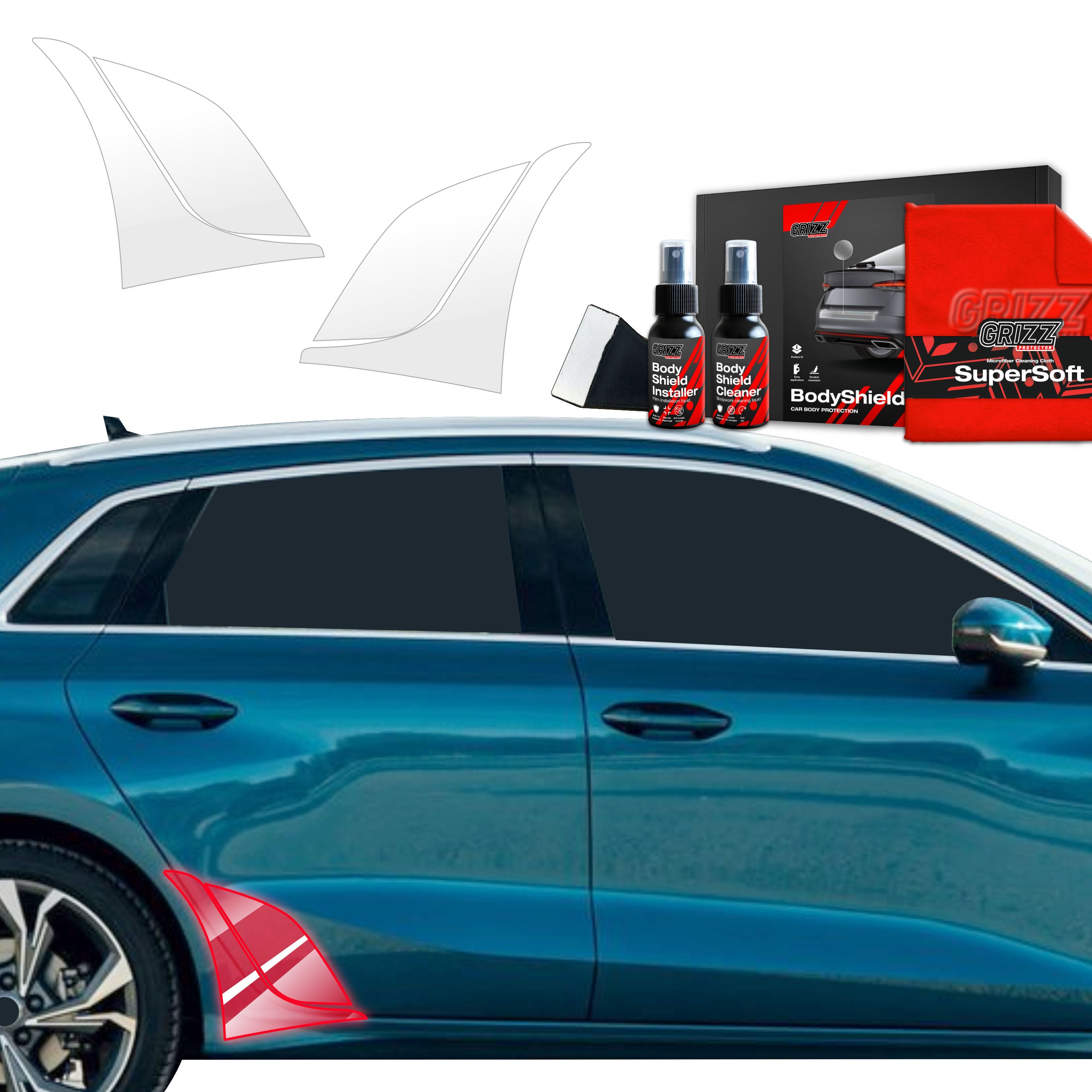 4in1 Schutzfolie Grizz Protector für hinteren Seitenschweller - Audi A3 8Y Sportback (2020-2023)