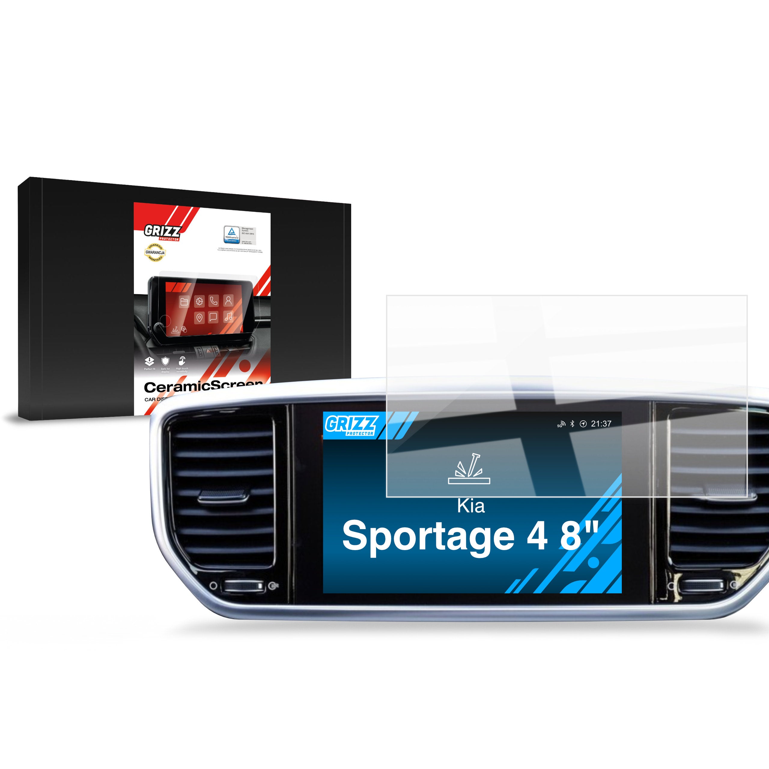 Keramische Autodisplayfolie für Kia Sportage 4 8" (2015-2021), Grizz Protector