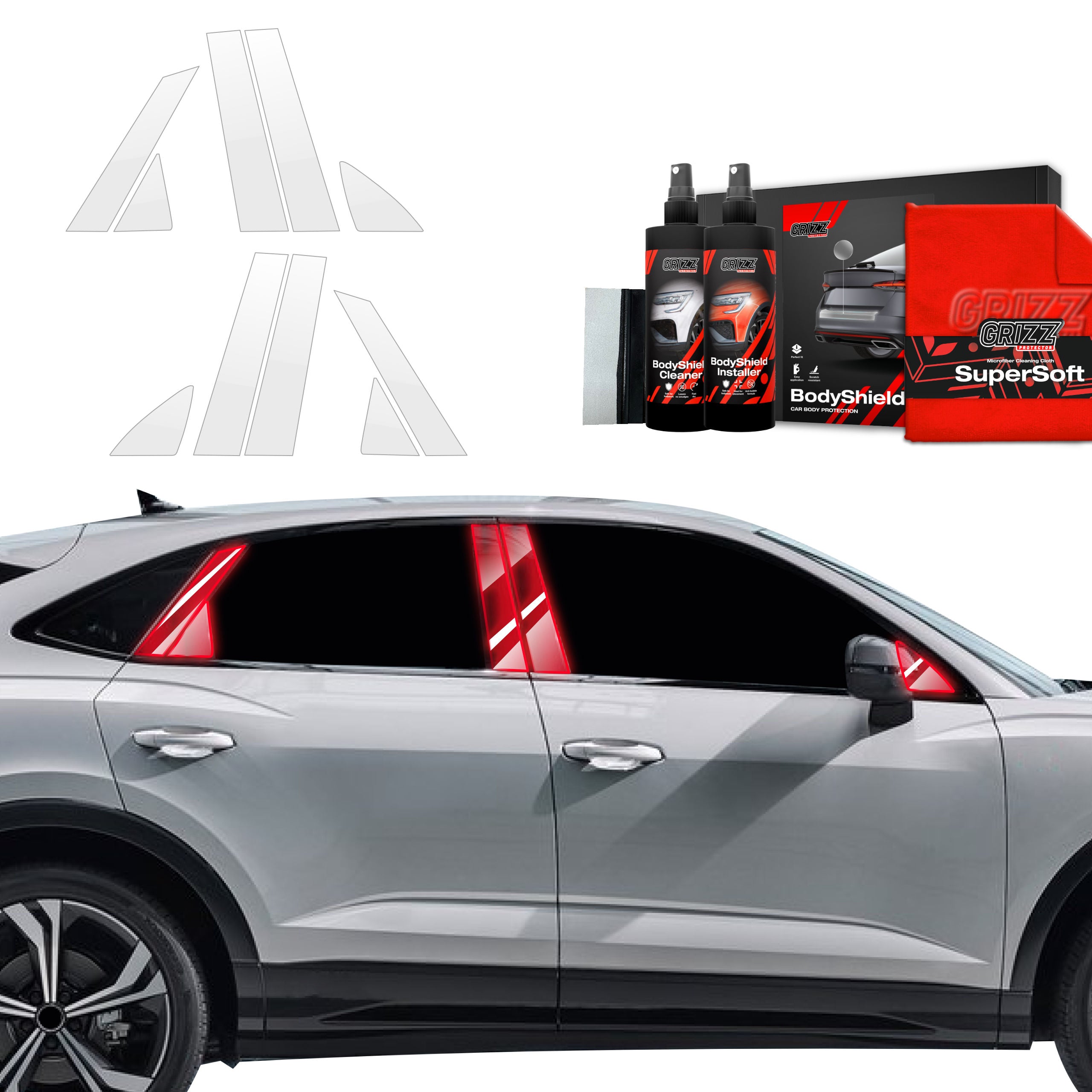 10in1 Schutzfolie Grizz Protector für A-B-C-Säule - Audi Q3 Sportback (2018-2025)