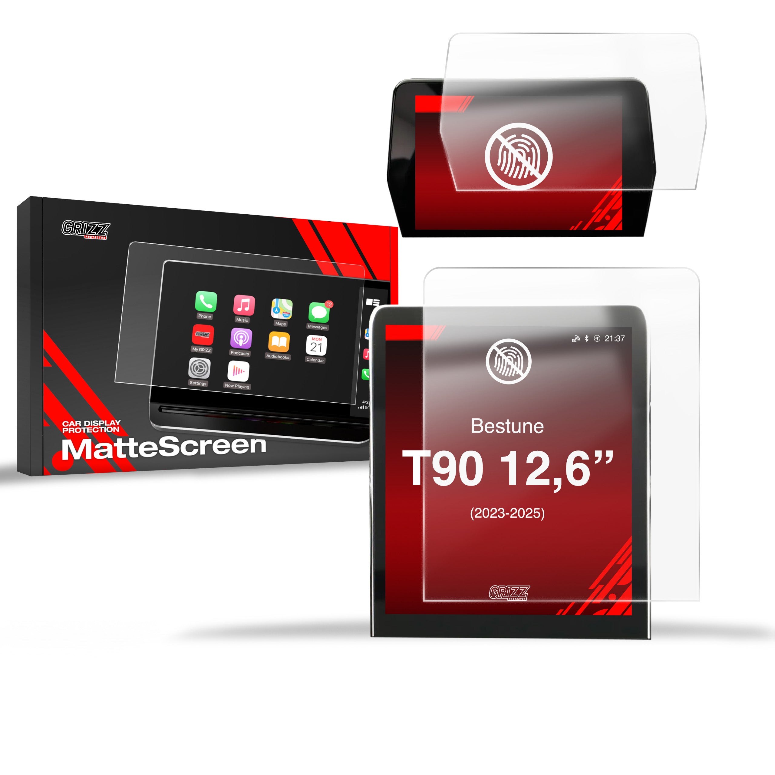 Matte Autodisplayfolie 2in1 für Bestune T90 12,6" (2023-2026), Grizz Protector