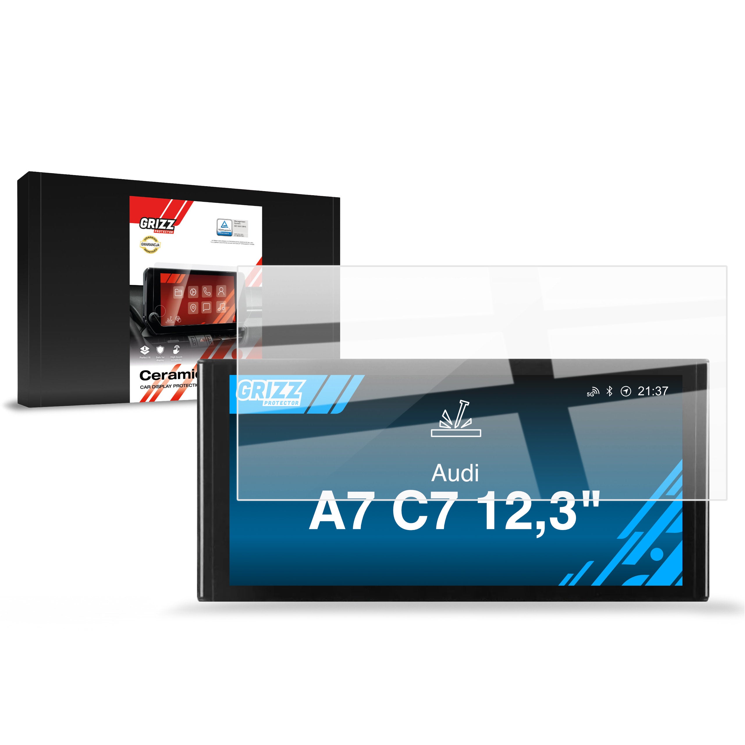 Keramische Autodisplayfolie für Audi A7 C7 Android Radio 12,3" (2012-2018), Grizz Protector
