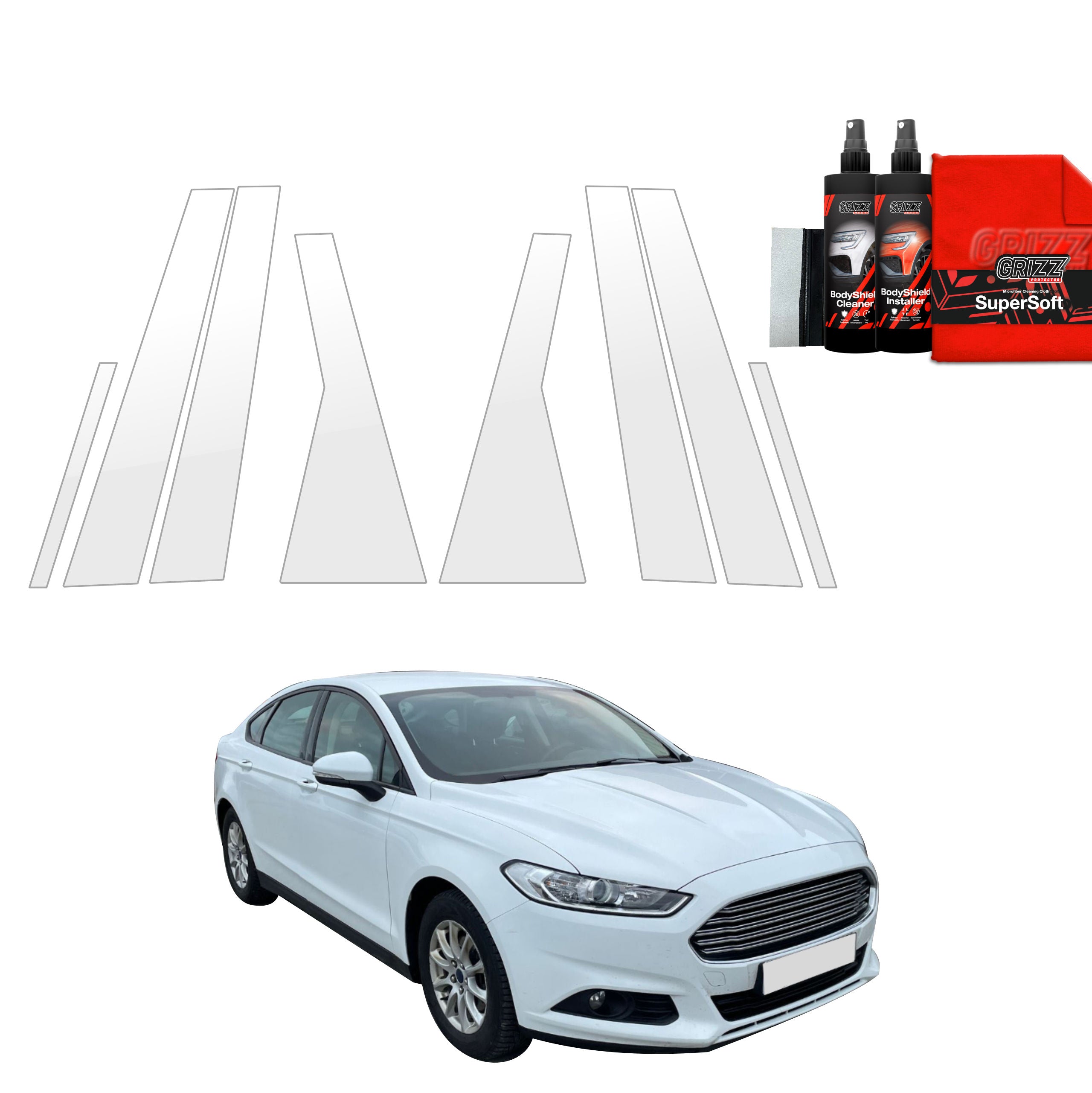 8in1 Schutzfolie Grizz Protector für B-C-Säule - Ford Mondeo Mk5 Sedan (2014-2019)