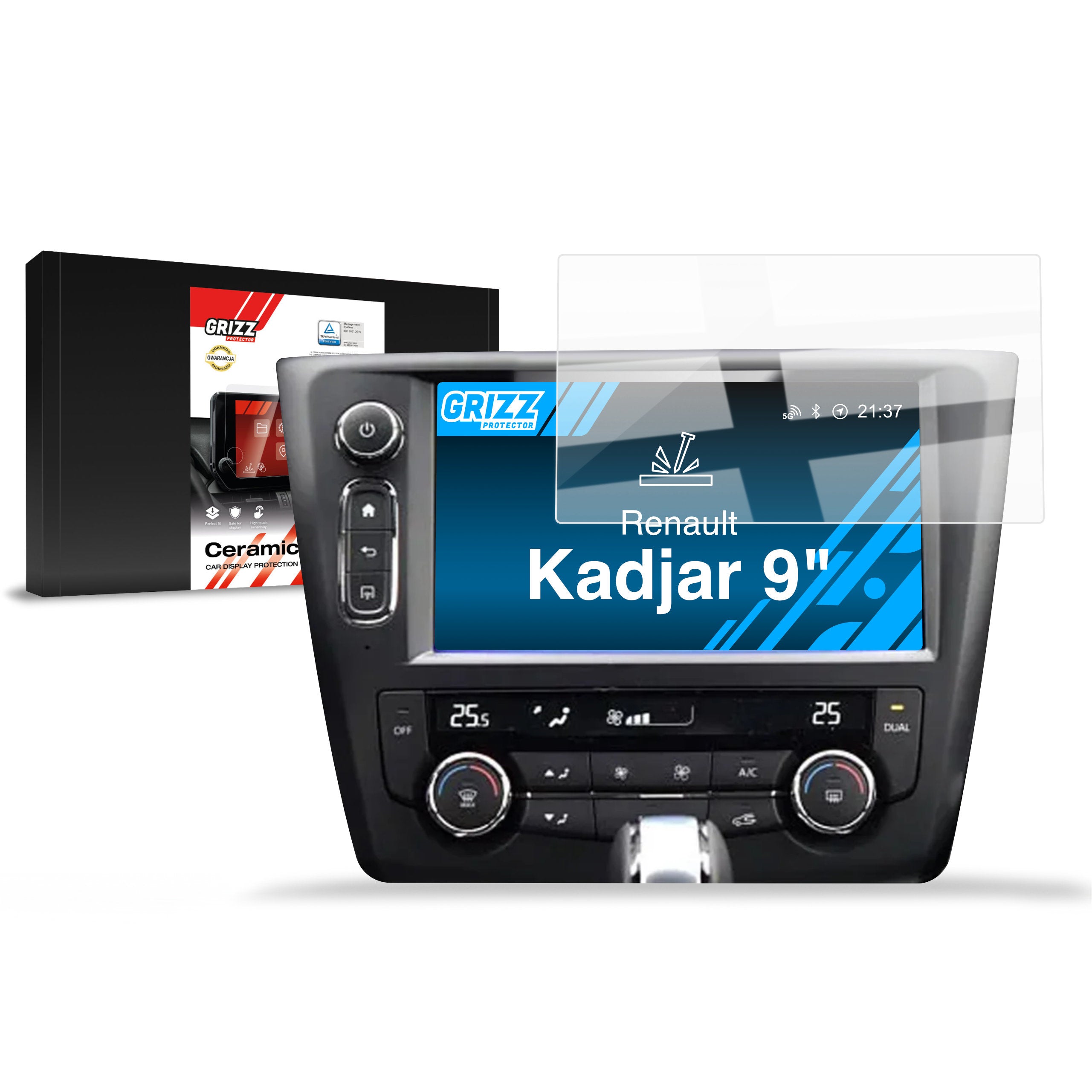 Keramische Autodisplayfolie für Renault Kadjar 9" (2016-2019), Grizz Protector