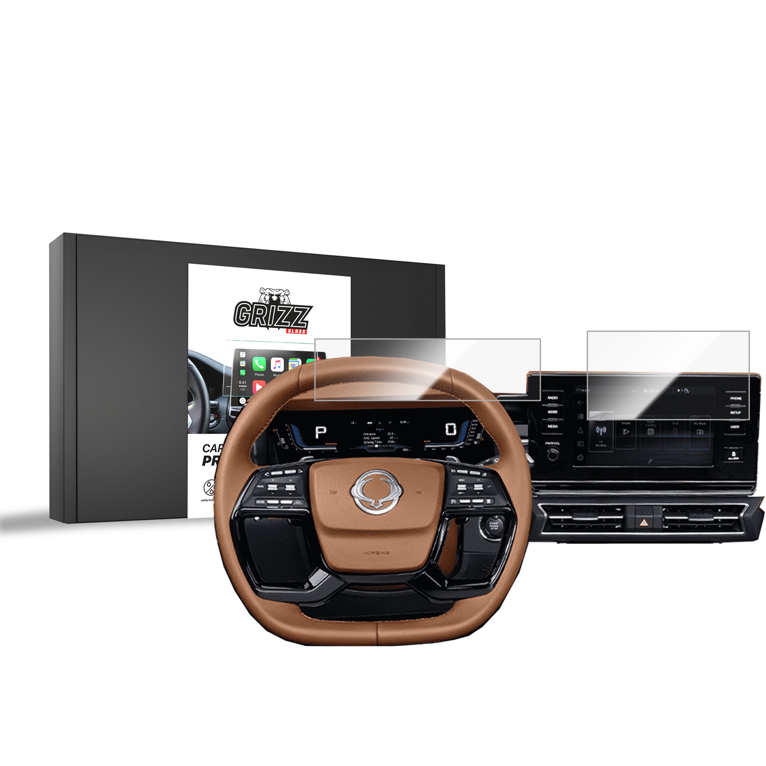 Keramische Autodisplayfolie 2in1 für SsangYong Torres 9" (2023-2025), Grizz Protector