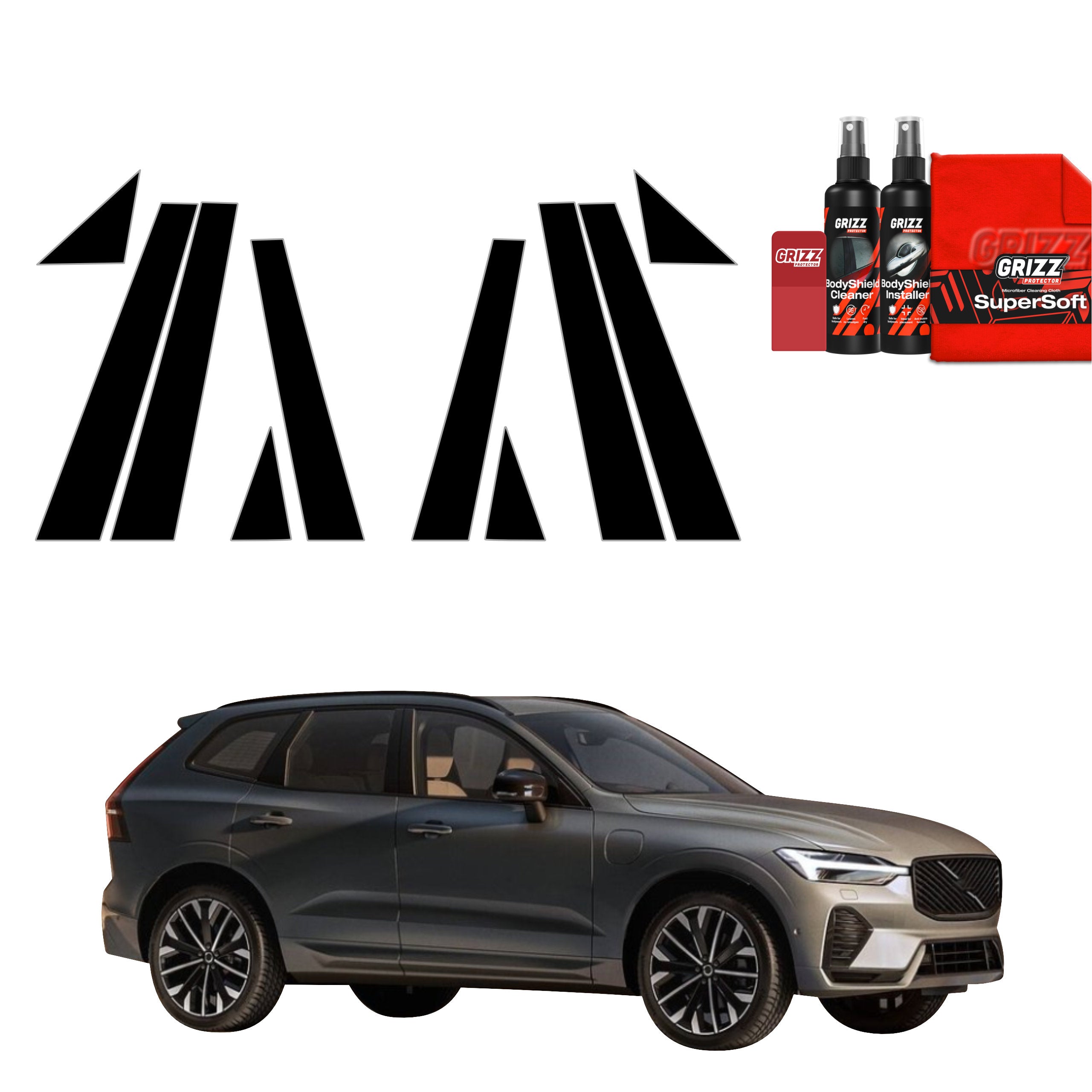 10in1 Schwarze Schutzfolie Grizz Protector für B-C-Säule - Volvo XC60 (2025-2026)