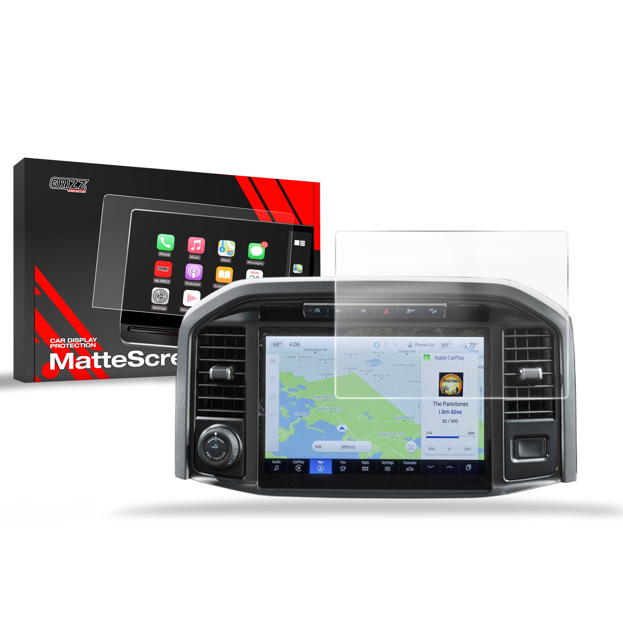 Matte Autodisplayfolie für Ford F150 Uconnect 12" (2021-2026), Grizz Protector