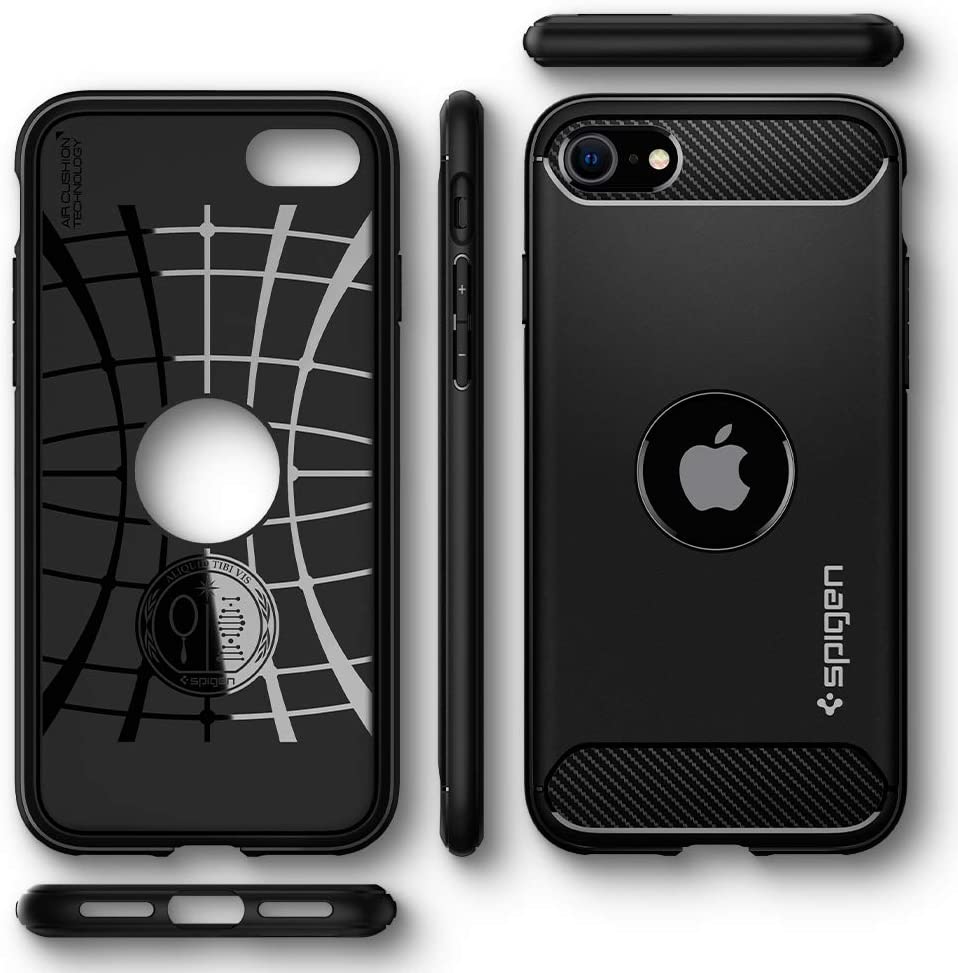 Schutzhülle Spigen Rugged Armor für iPhone SE 2022/2020 schwarz