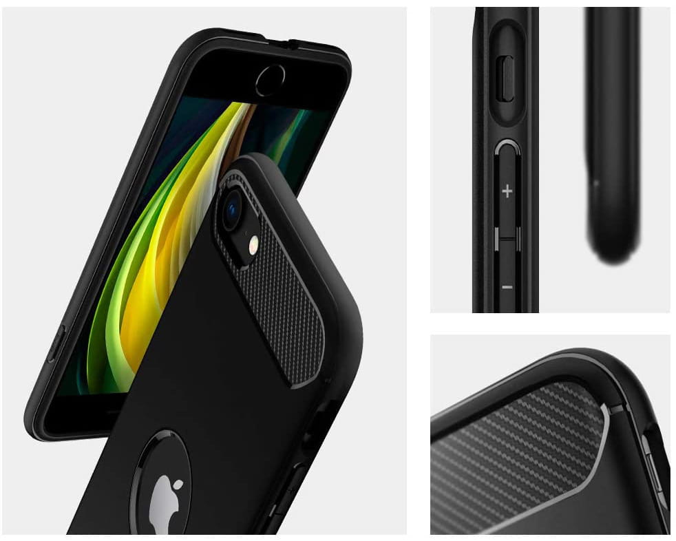 Schutzhülle Spigen Rugged Armor für iPhone SE 2022/2020 schwarz