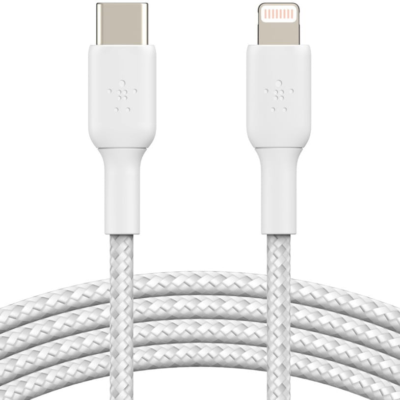 Kabel Belkin Boost Charge Braided USB-C für Lightning 1m weiß