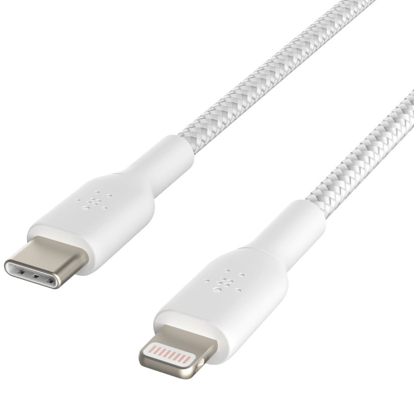 Kabel Belkin Boost Charge Braided USB-C für Lightning 1m weiß