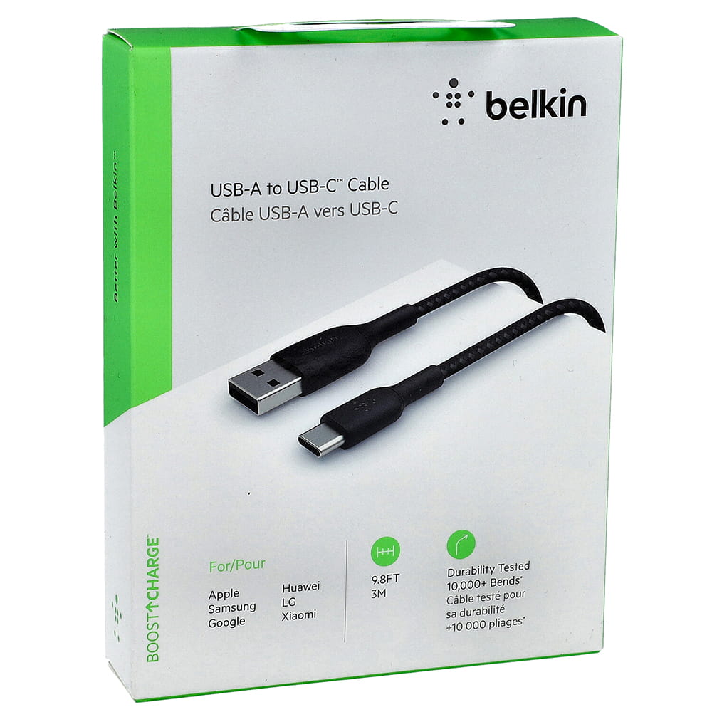 Kabel Belkin Boost Charge Braided USB-C für USB-A 3m schwarz