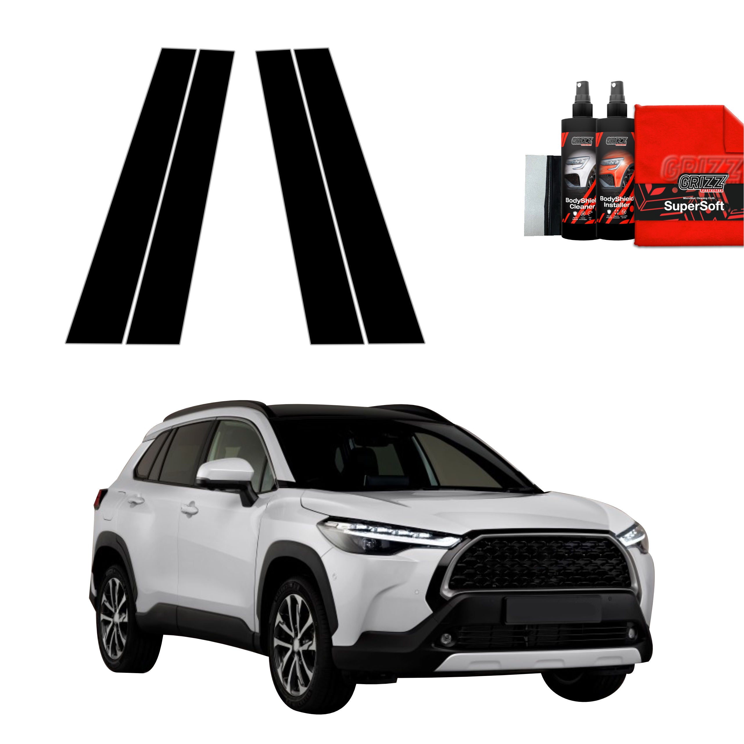 4in1 Schwarze Grizz Protector schutzfolie für B-Säule - Toyota Corolla Cross (2022-2026)