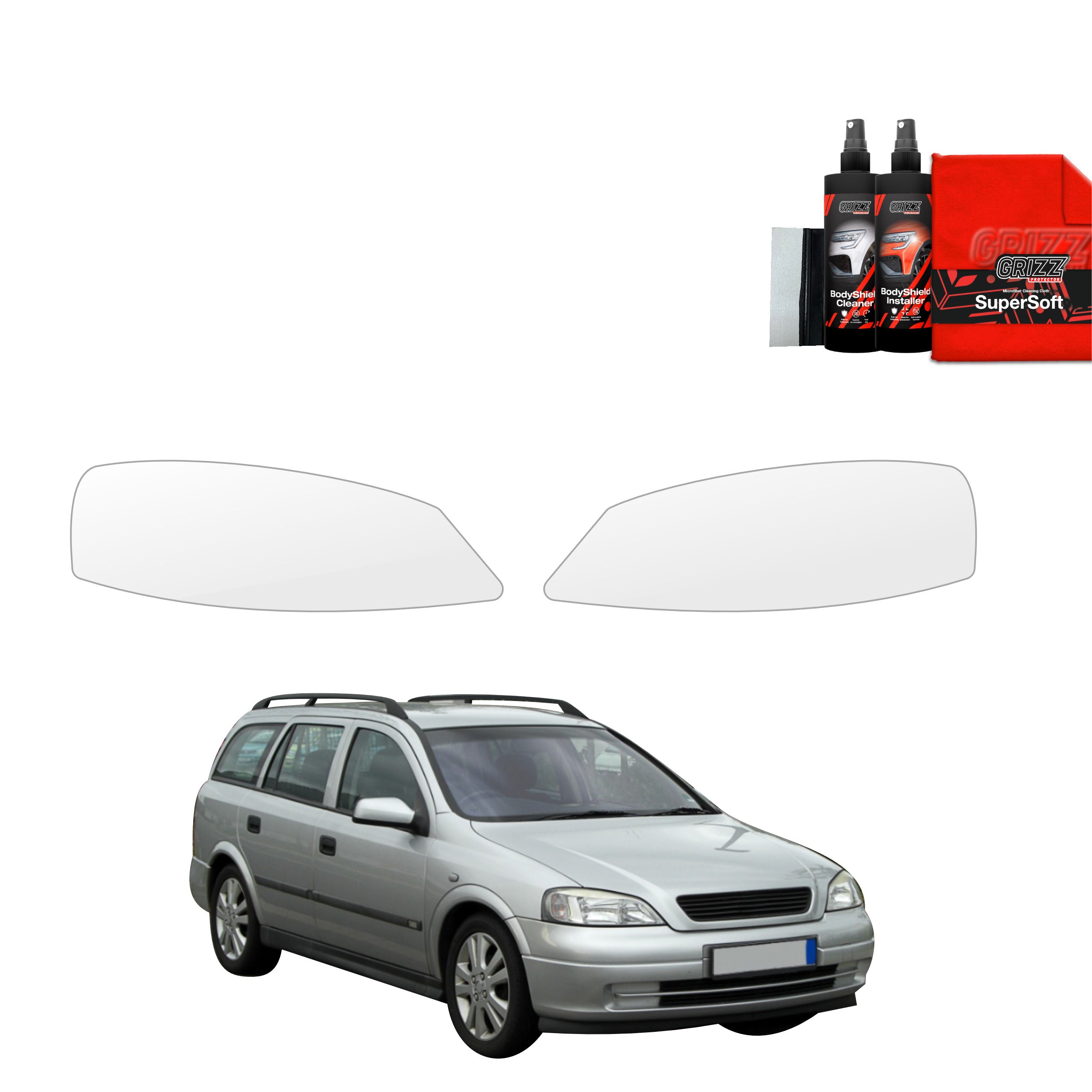 2in1 Schutzfolie Grizz Protector für Scheinwerfer - Opel Astra G Kombi (1998-2009)
