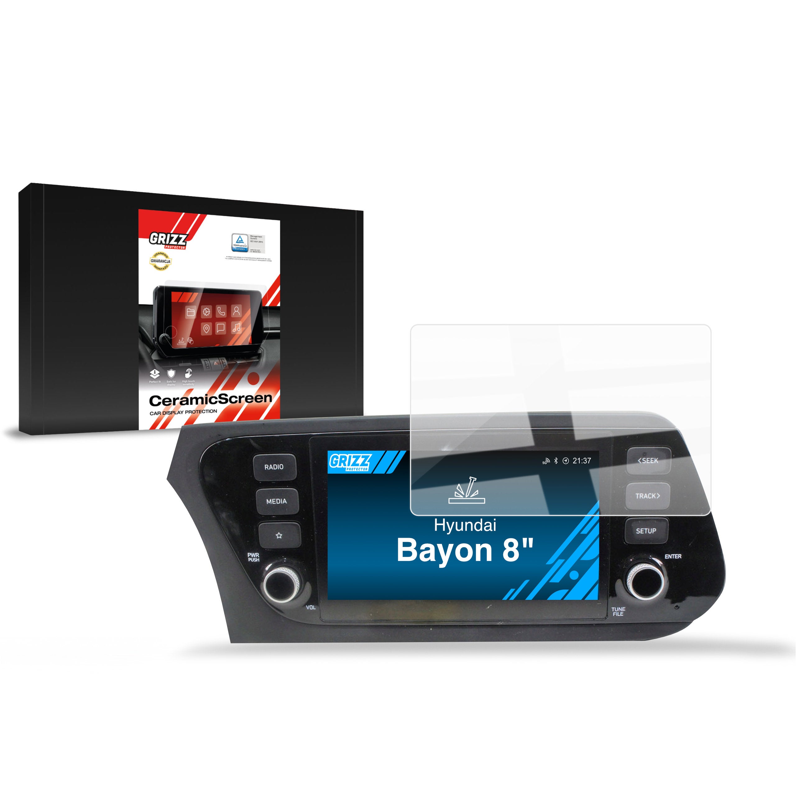 Keramische Autodisplayfolie für Hyundai Bayon 8" (2021-2024), Grizz Protector