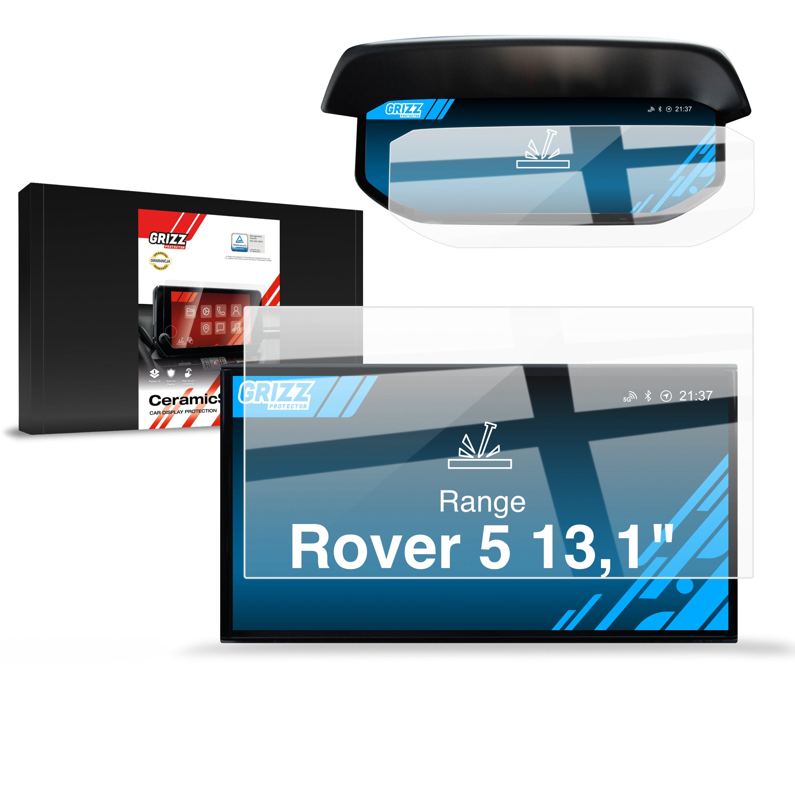 Keramische Autodisplayfolie 2in1 für Range Rover 5 13,1" (2021-2024), Grizz Protector