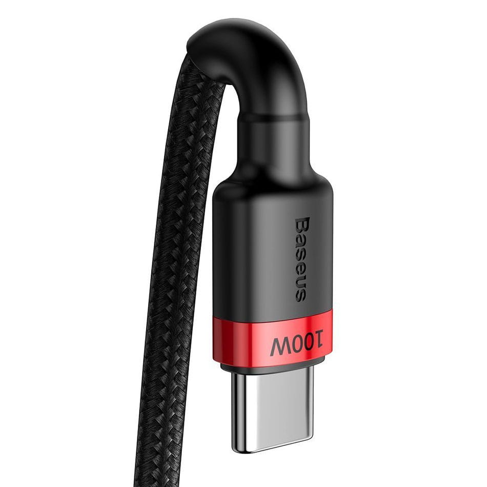 Kabel Baseus Cafule 100W 5A USB-C für USB-C, Schwarz-Rot