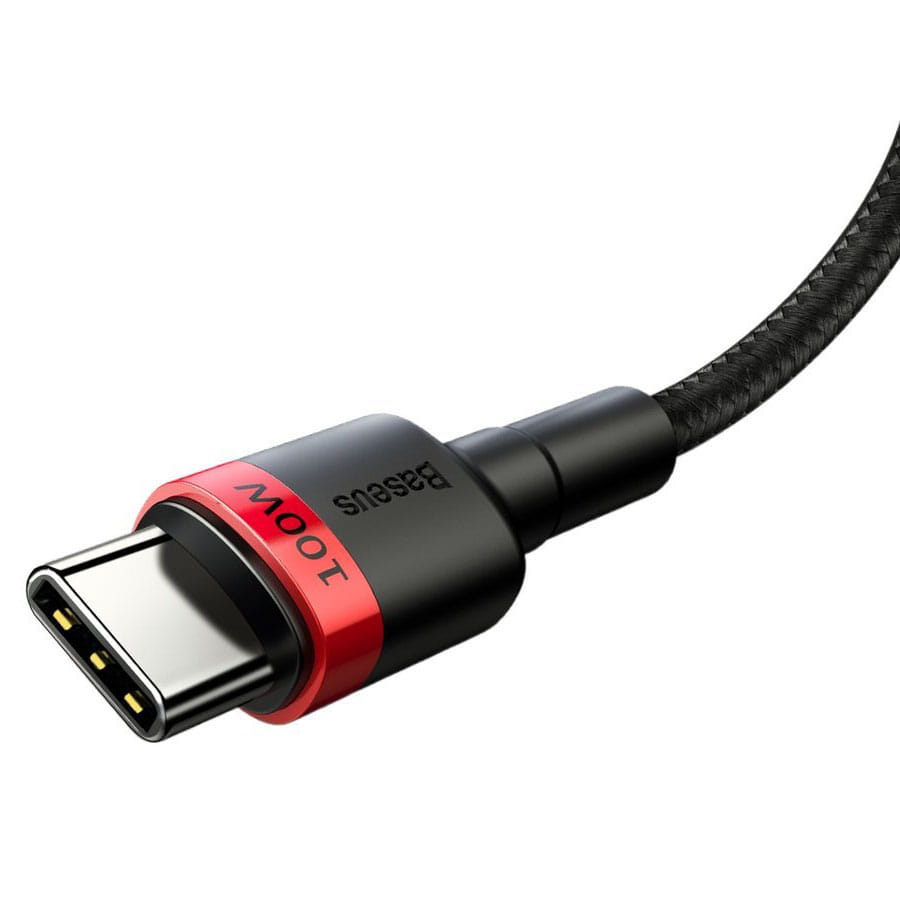 Kabel Baseus Cafule 100W 5A USB-C für USB-C, Schwarz-Rot
